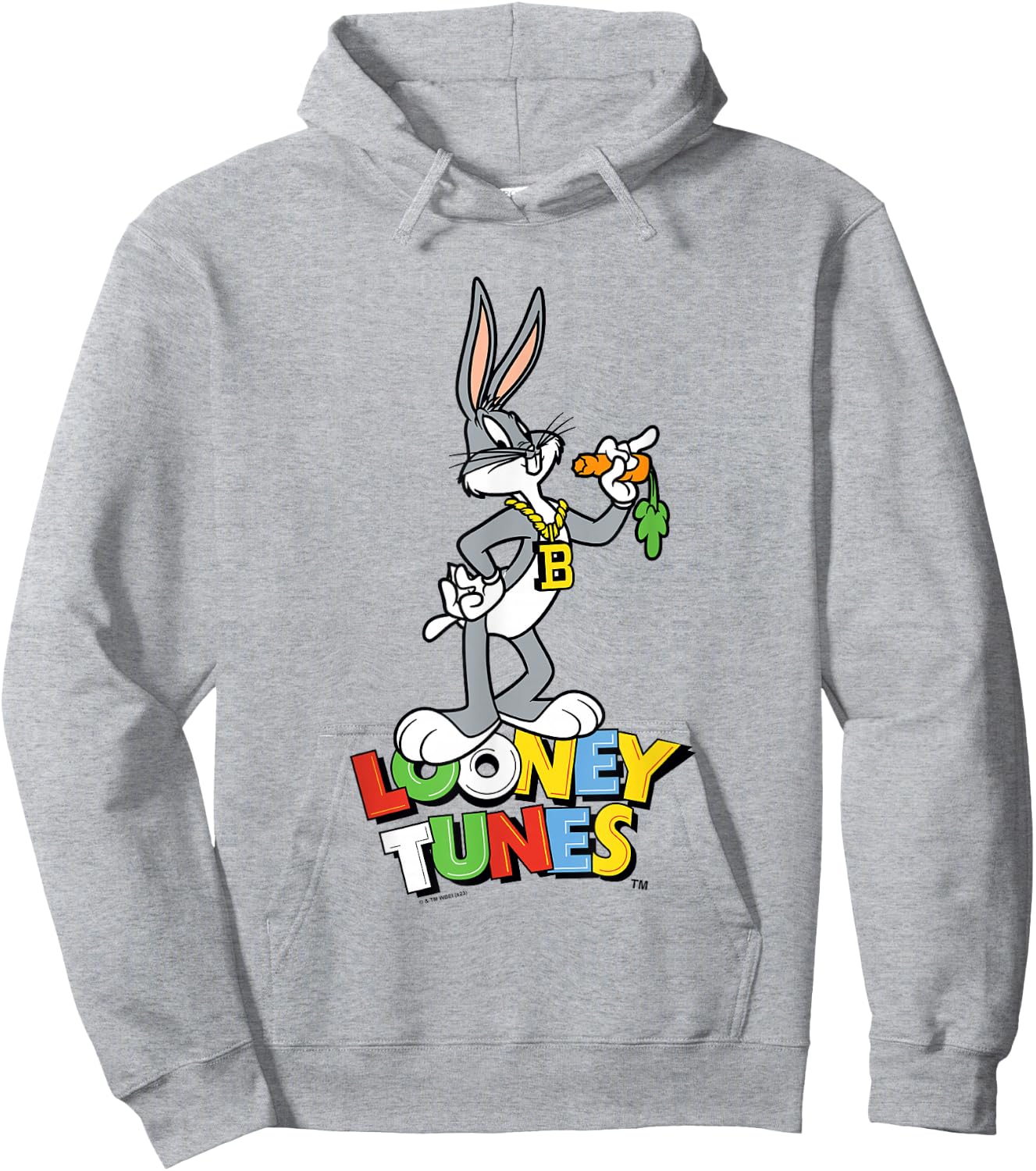Looney Tunes Bugs Bunny With Bling Collar Portrait Hoodie - Hoodie | Ash