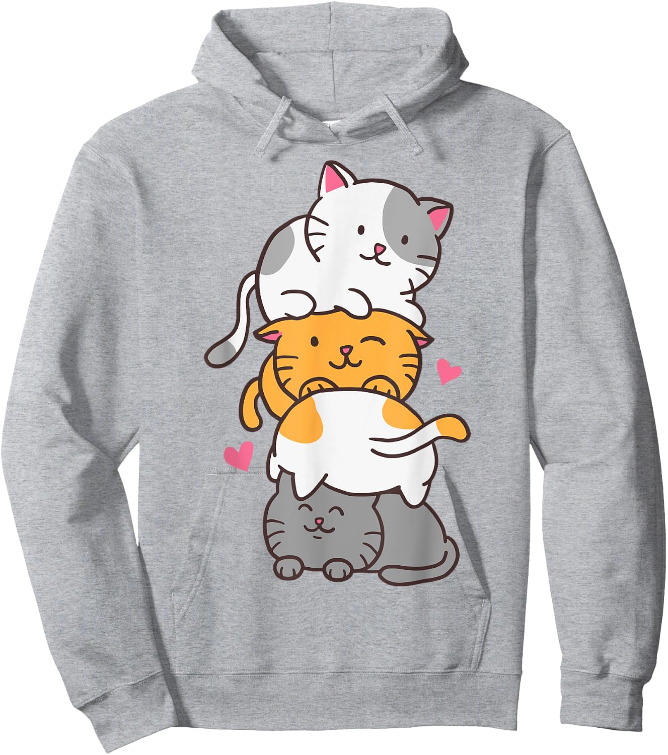 Cat Cats Cute Kitty Pile Anime Kawaii Neko Gift Cat Lovers Women Kids Hoodie - Hoodie | Ash