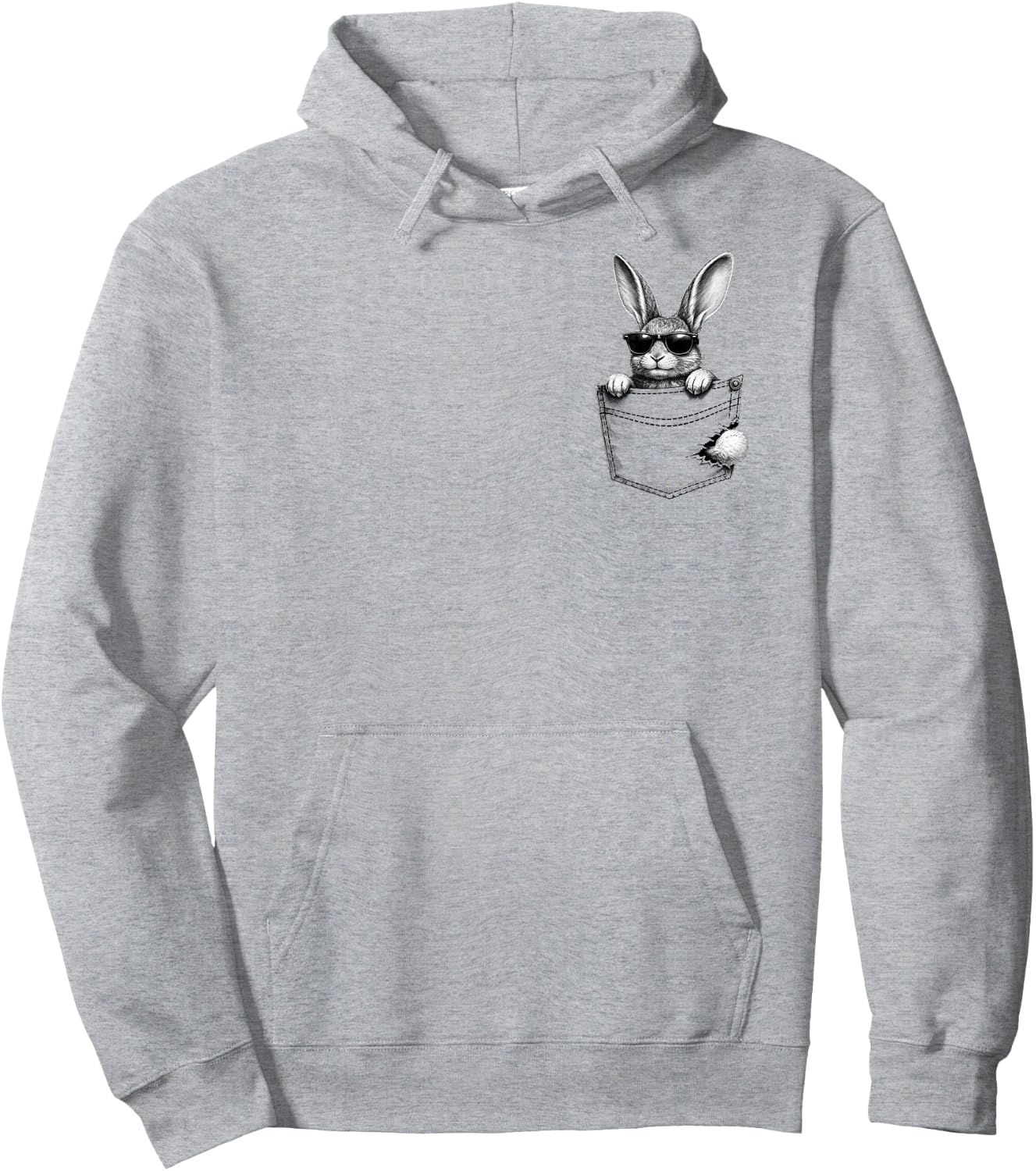 Cute and Funny Bunny in a Fake Pocket Rabbit Hoodie - Hoodie | Ash