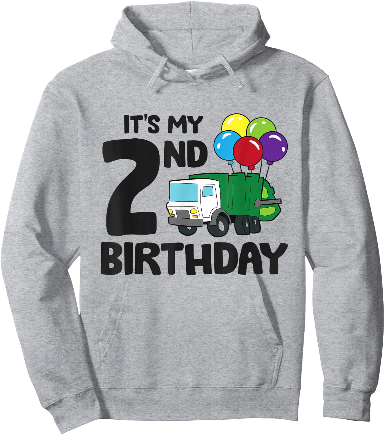It's My 2nd Birthday Garbage Truck Trash Truck 2nd Birthday Hoodie - Hoodie | Ash
