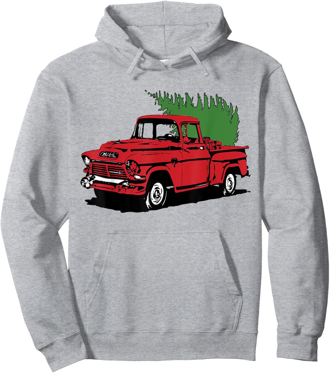 Vintage Christmas Old Red Pickup Truck Tree Holiday Gift Hoodie - Hoodie | Ash