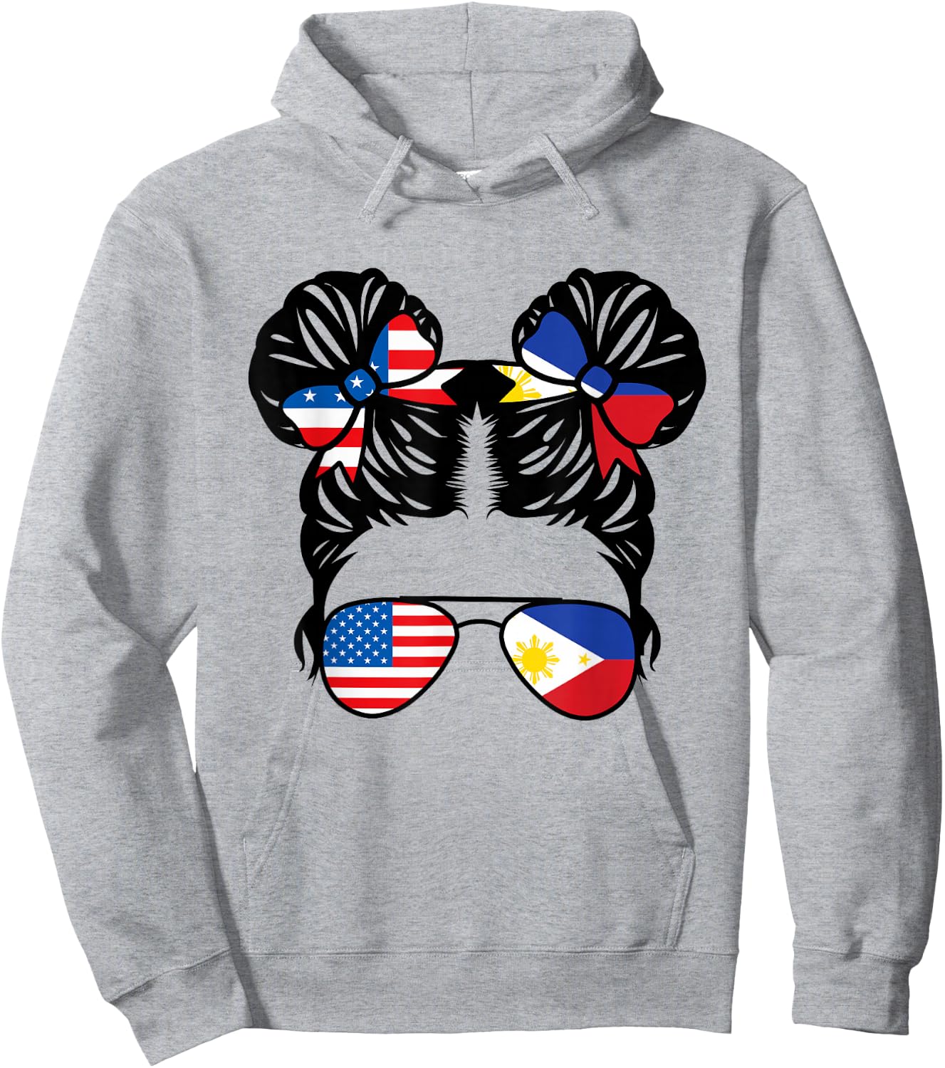 Half American Half Filipino Girl USA Philippine Flag Patriot Small Hoodie - Hoodie | Ash