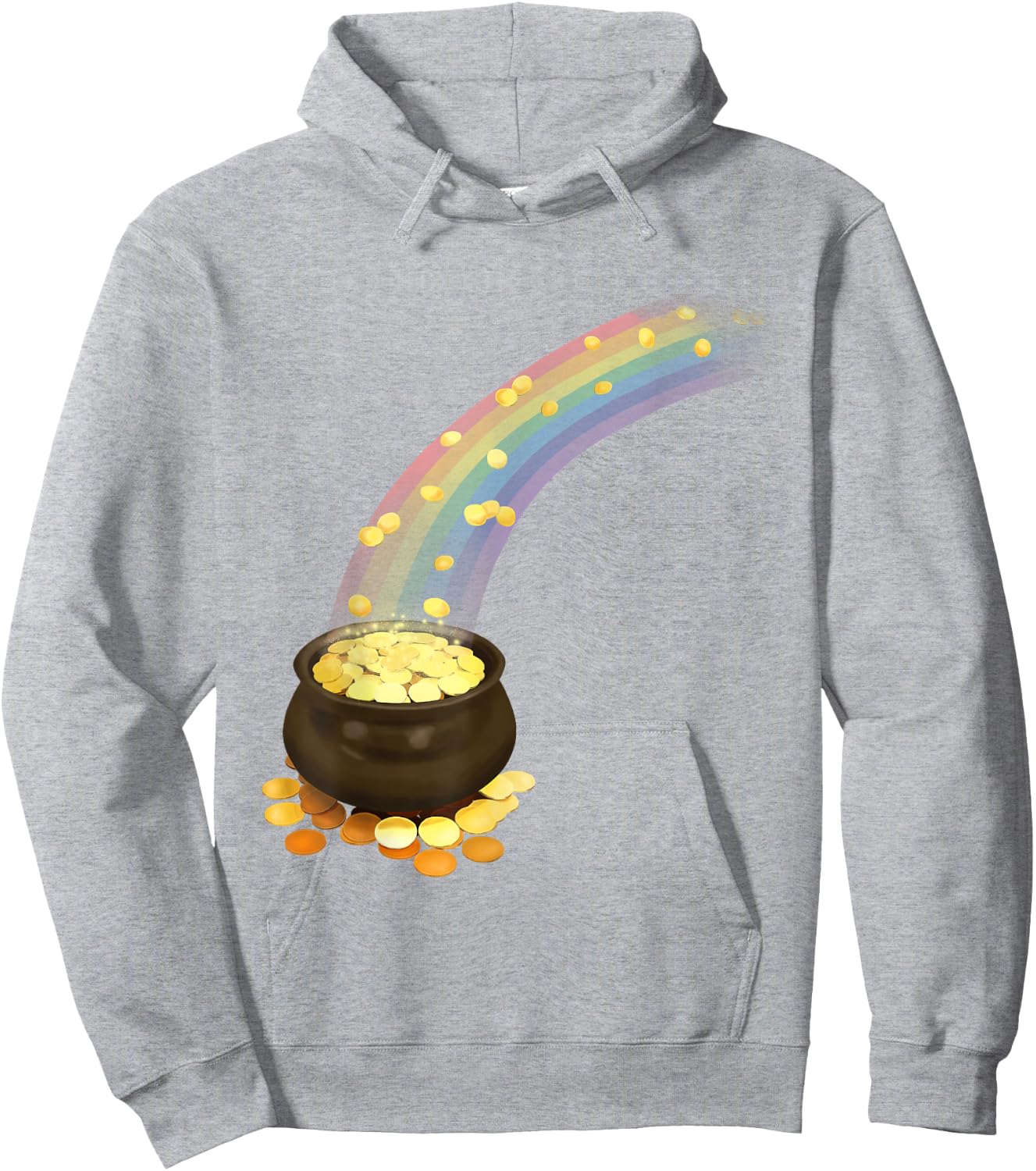 St Patrick's Day Leprechaun's Pot of Gold at End of Rainbow Hoodie - Hoodie | Ash