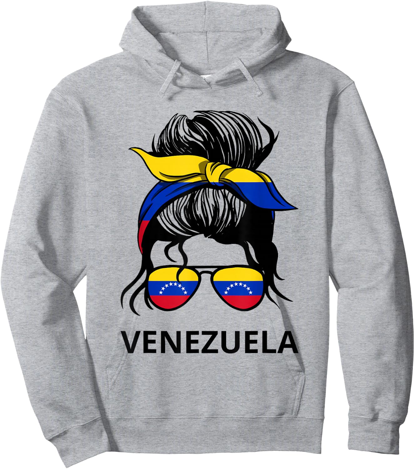 Messy Bun Girl Venezuela Pride Latina Venezuelan Women Hoodie - Hoodie | Ash