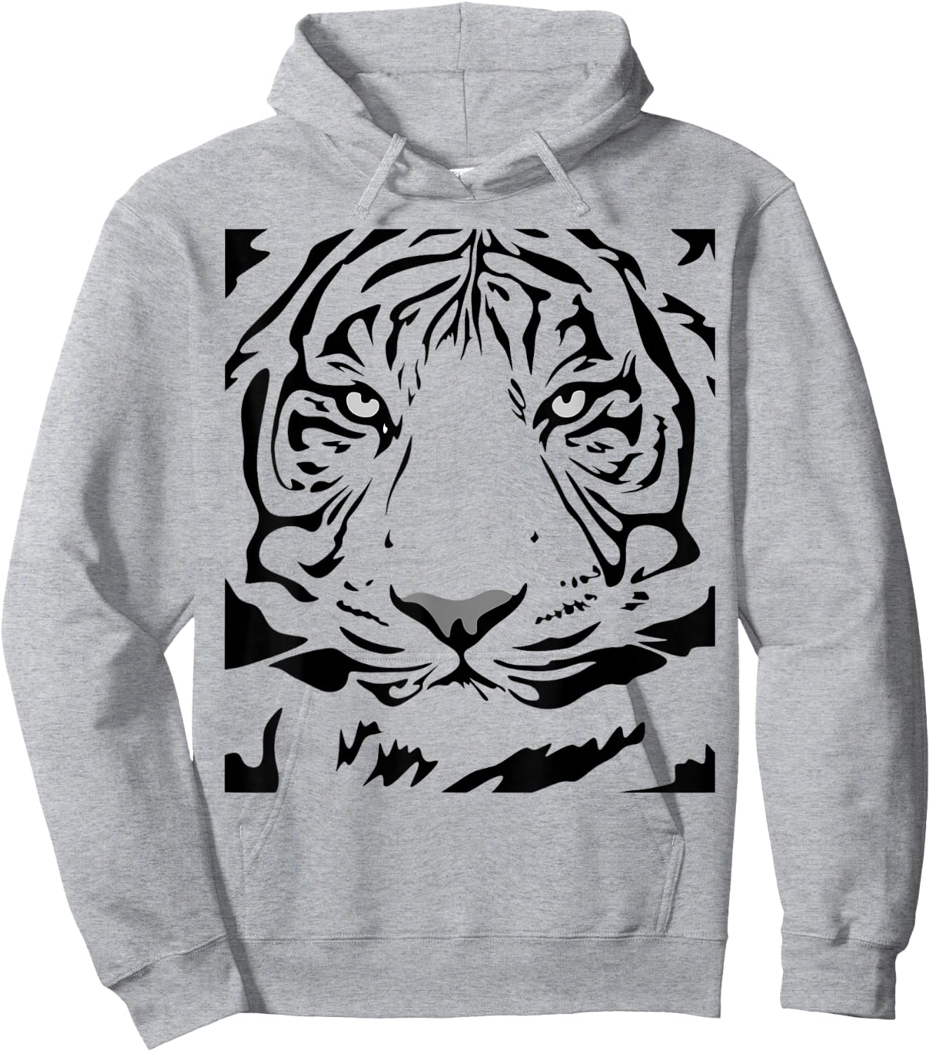 Rockabilia Merch Store Tiger Face - Men's White Tiger Print Graphic Modern Casual - Small Hoodie - Hoodie | Ash