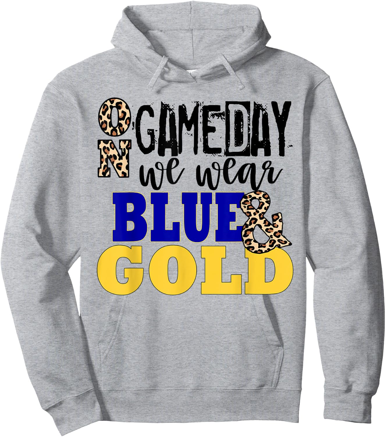 Leopard Print On Gameday We Wear Blue & Gold Funny Hoodie - Hoodie | Ash