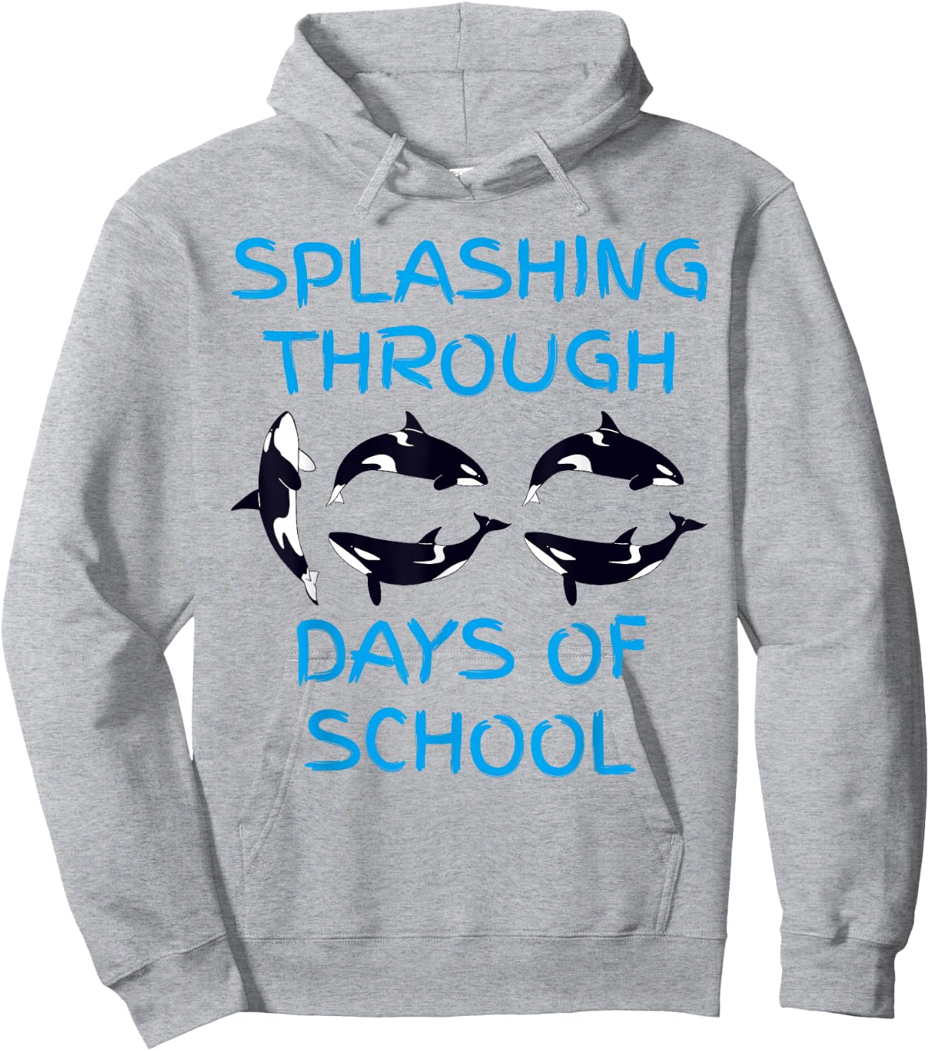 Splashing Through 100 Days of School Orca Killer Whale Kids Hoodie - Hoodie | Ash