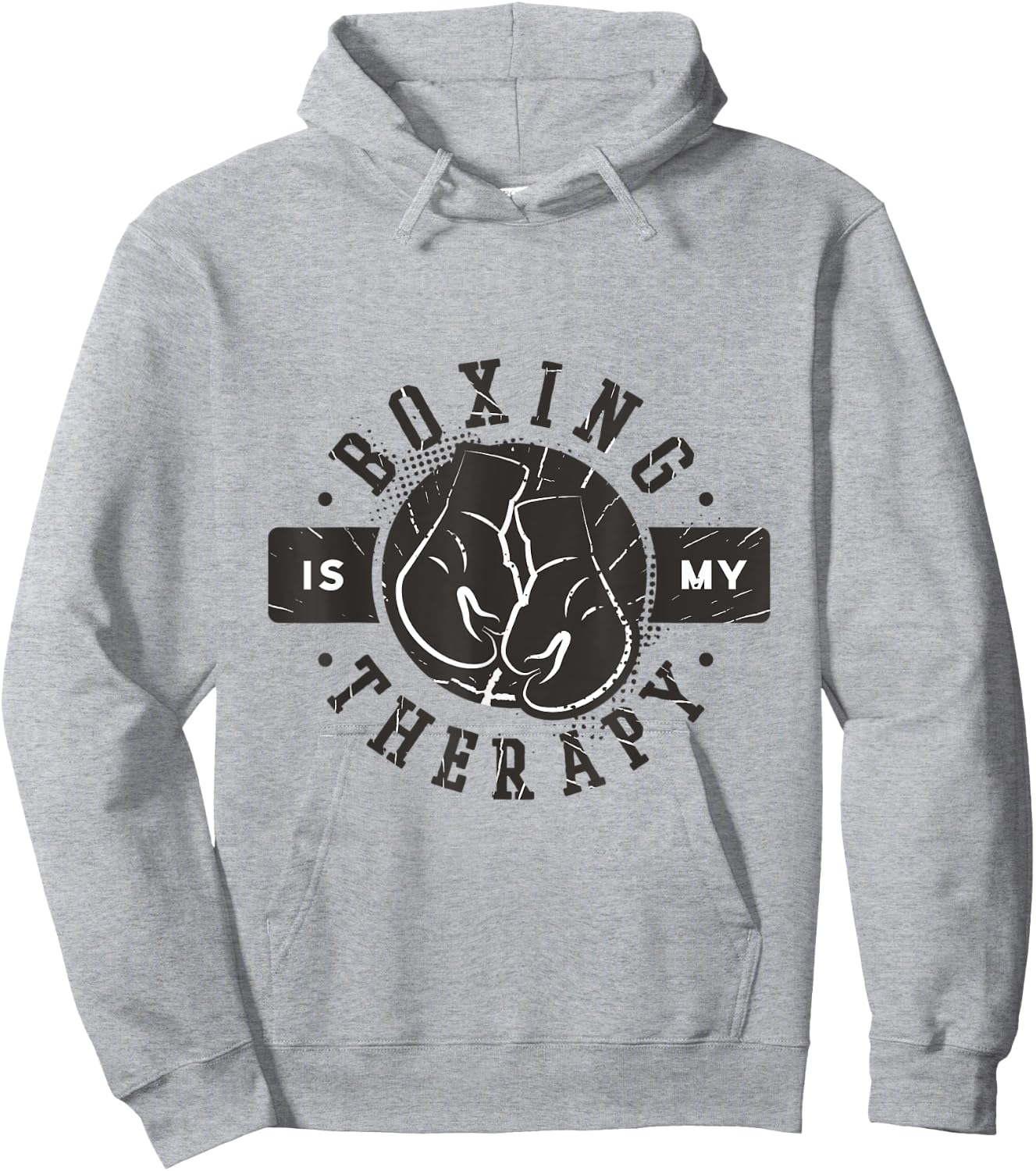 Vintage Distressed Funny Boxing is my Therapy Hoodie - Hoodie | Ash
