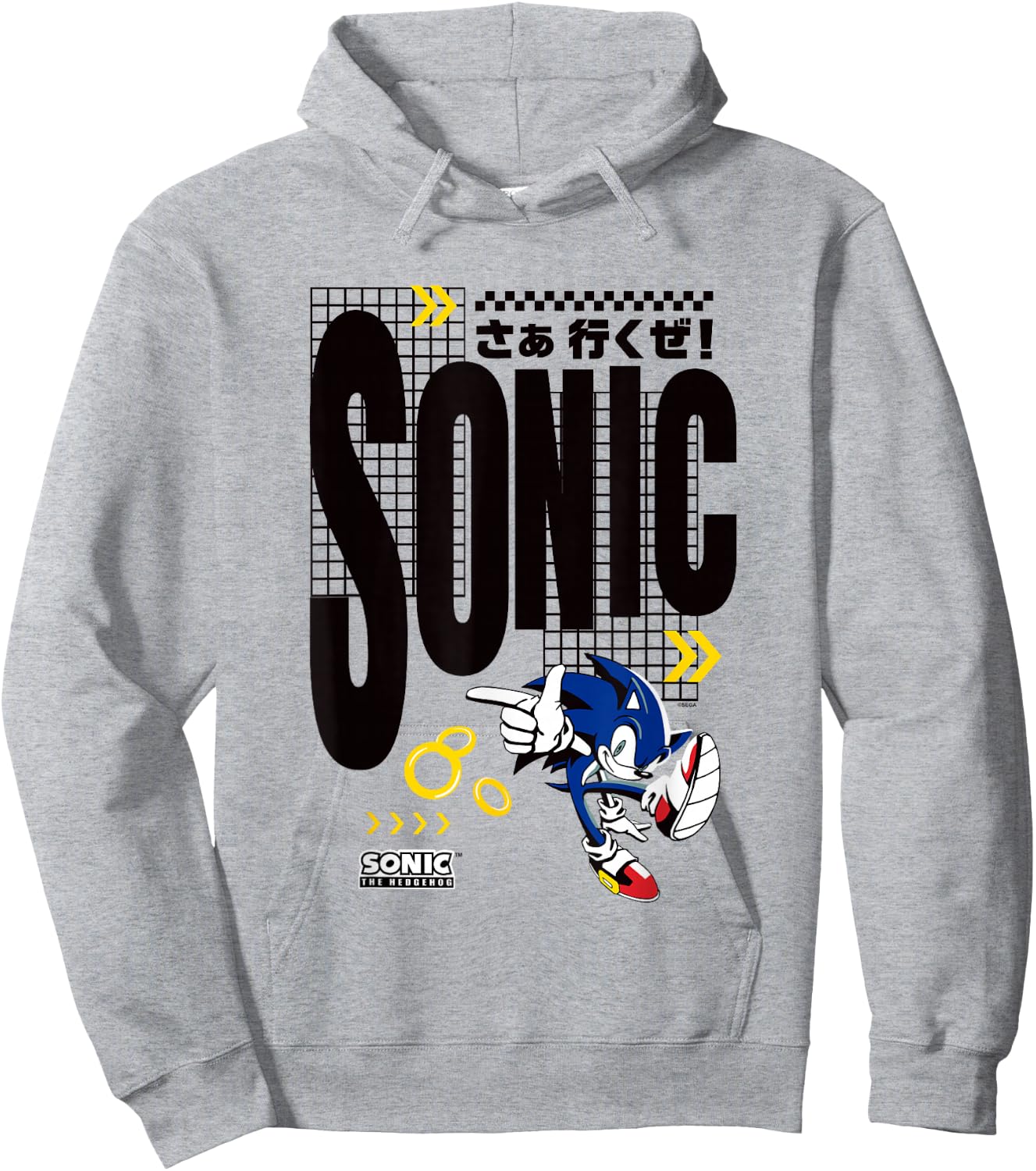 Sonic The Hedgehog Let's Go! Sonic Vintage Kanji Shot Hoodie - Hoodie | Ash