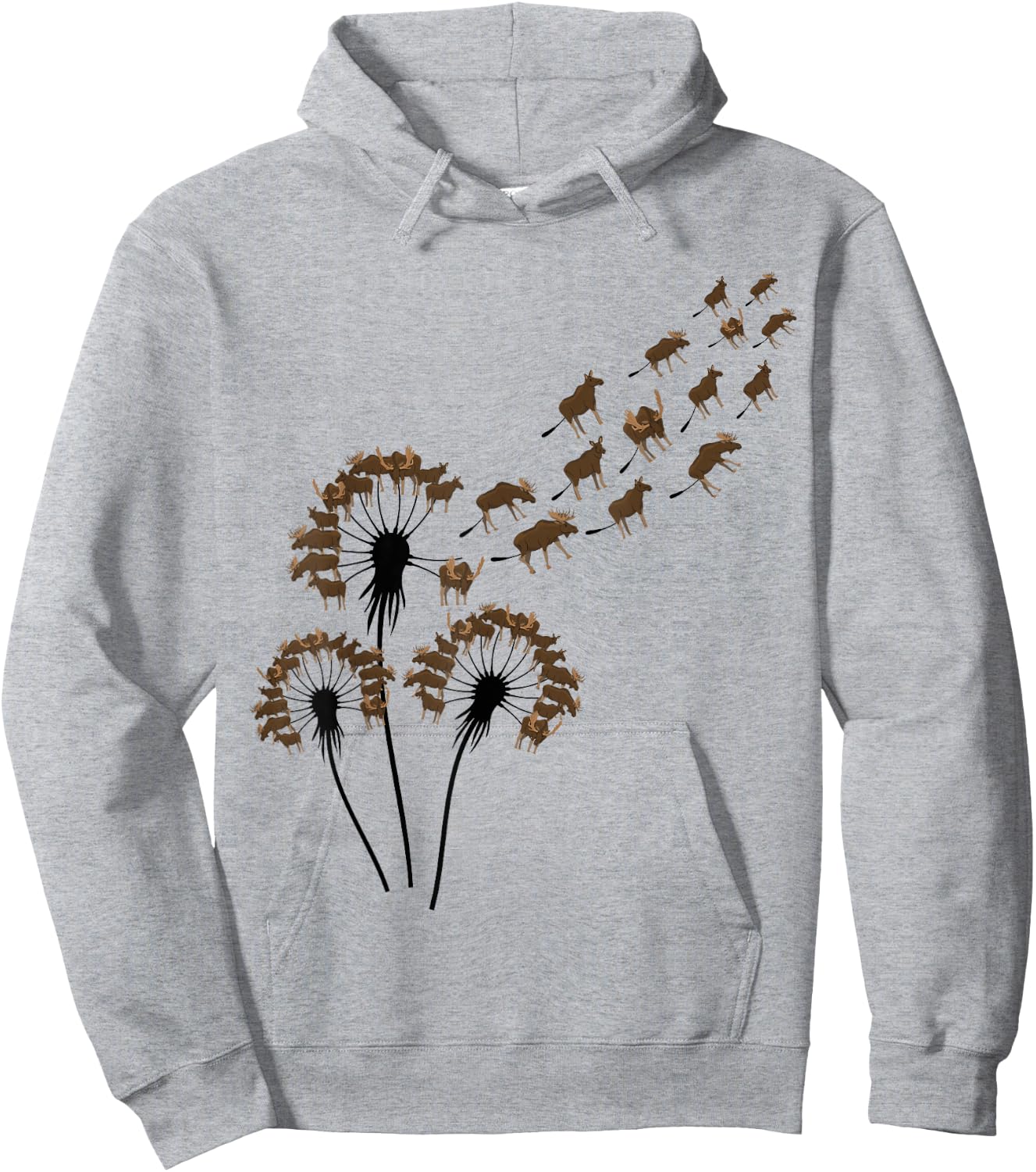 Flower Dandelion Moose Stuff for Moose Lover | Moose Hoodie - Hoodie | Ash