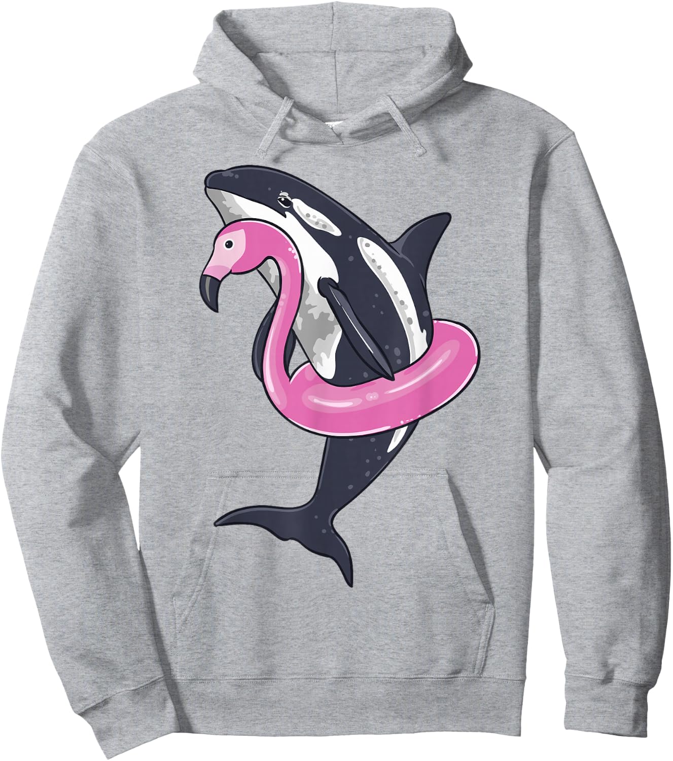 Funny Orca Flamingo Pool Party Men Women Kids Beach Summer Hoodie - Hoodie | Ash