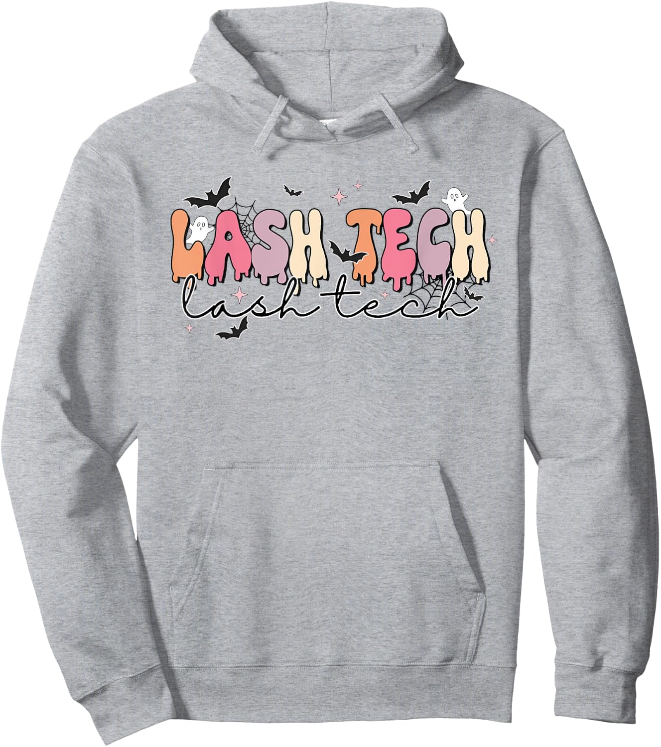 Lash Tech Halloween Ghost & Bat Cosmetologist Eyelash Tech Hoodie - Hoodie | Ash