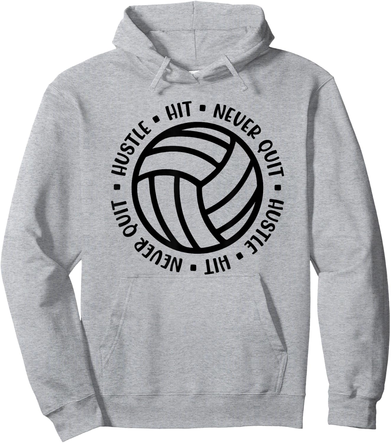 Hustle Hit Never Quit Volleyball Motivational Mom Cute Funny Hoodie - Hoodie | Ash