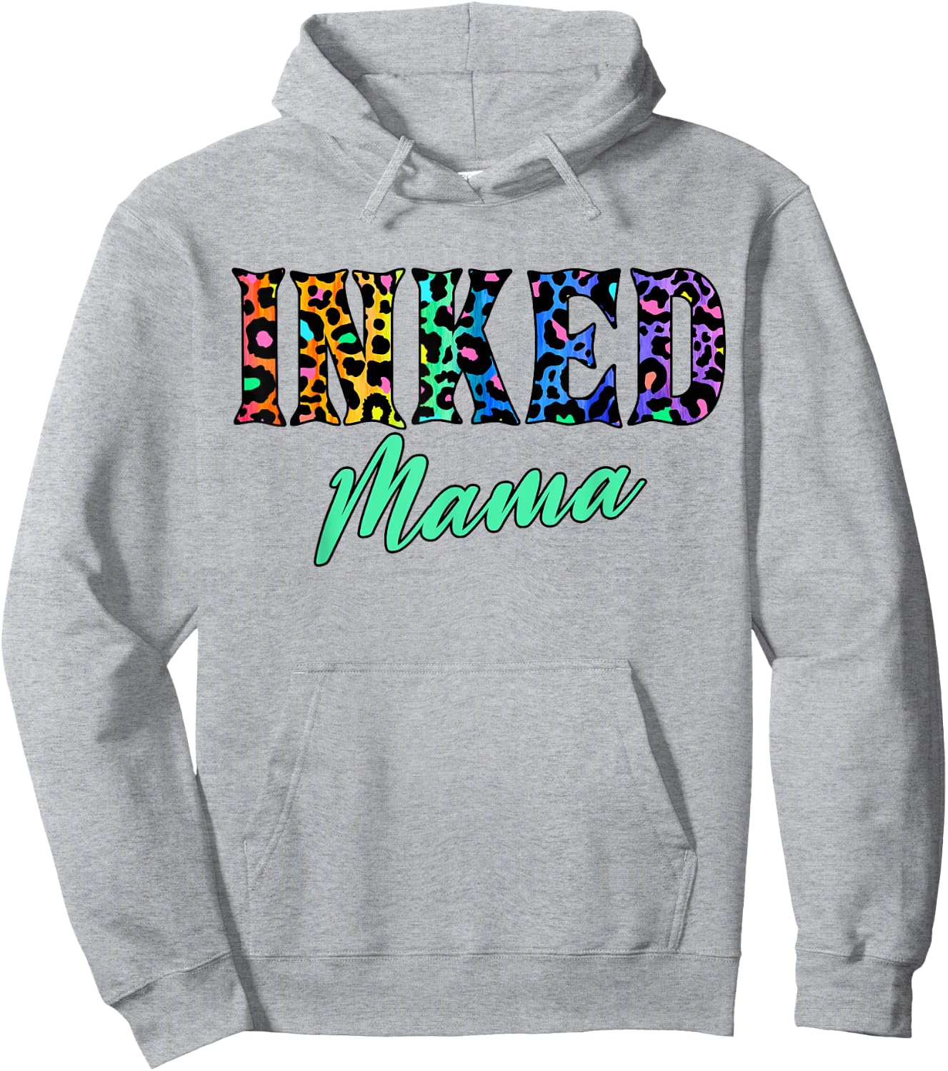 Inked Mama – Tattooed Mom with Leopard Print Attitude Hoodie - Hoodie | Ash