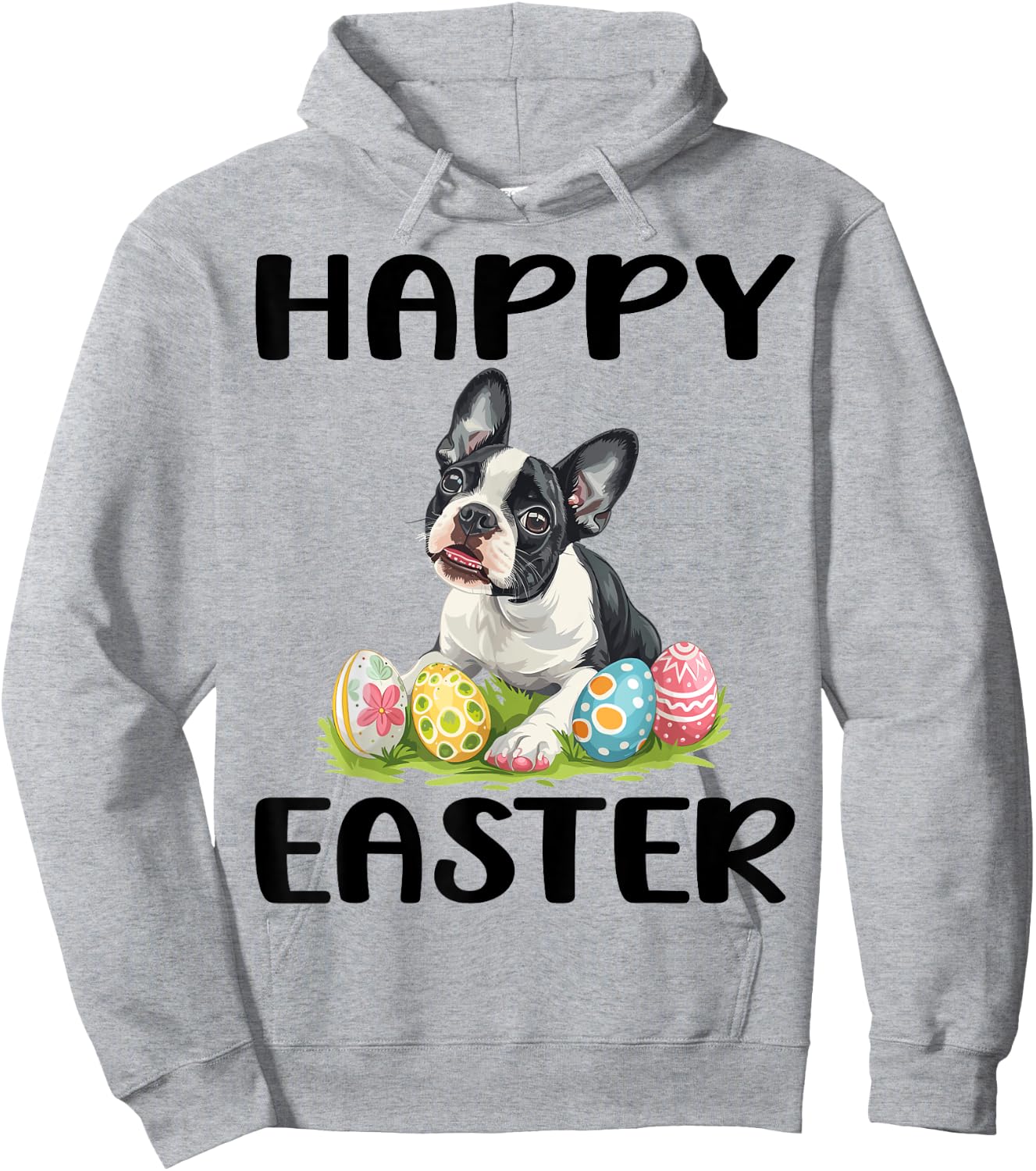 Boston Terrier Dog Breed Happy Easter Men Women Kids Hoodie - Hoodie | Ash