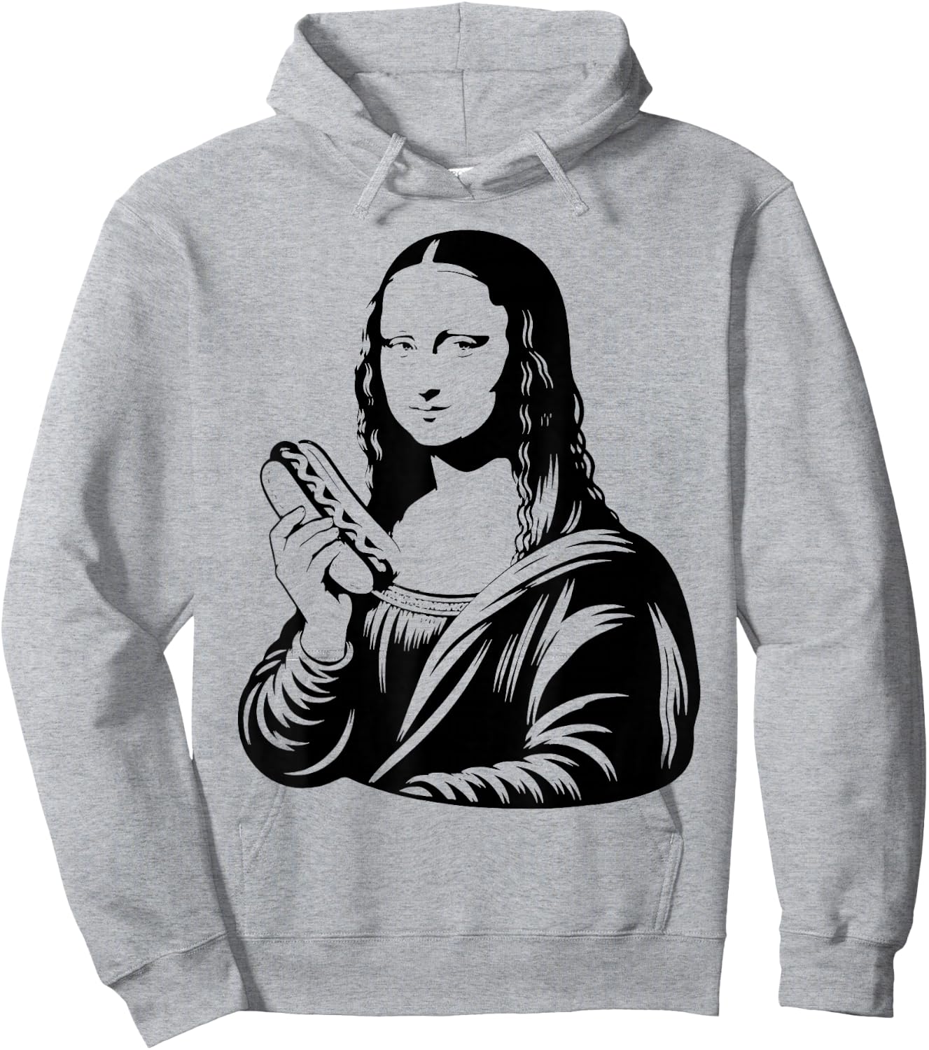 Mona Wiener Funny Mona Lisa with Hotdog Parody Meme Art Hoodie - Hoodie | Ash