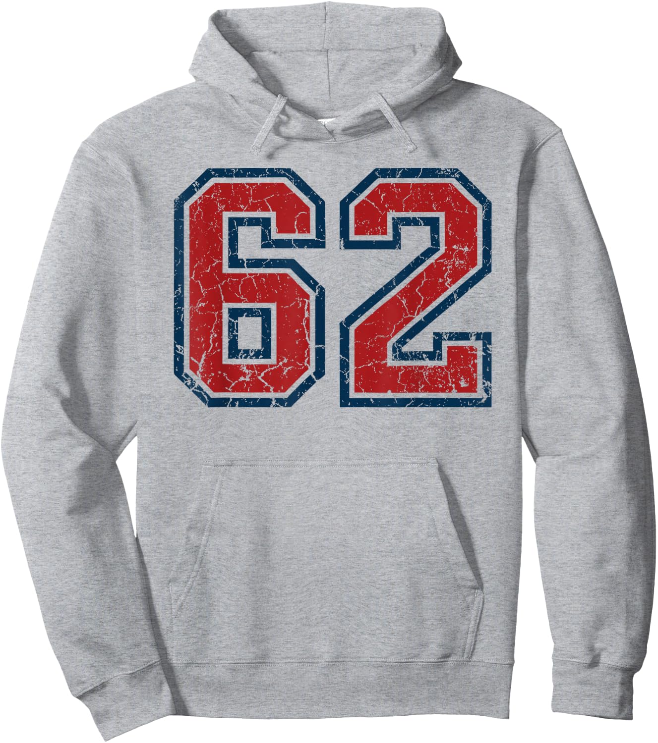 Red and Blue Sports Number 62 Jersey Uniform Player Fan Hoodie - Hoodie | Ash