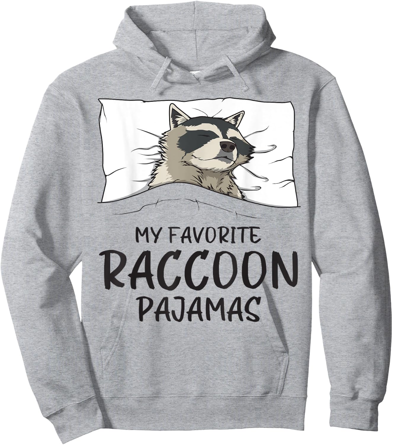 Favorite Raccoon Pajamas, Napping Racoon Pajama Hoodie - Hoodie | Ash