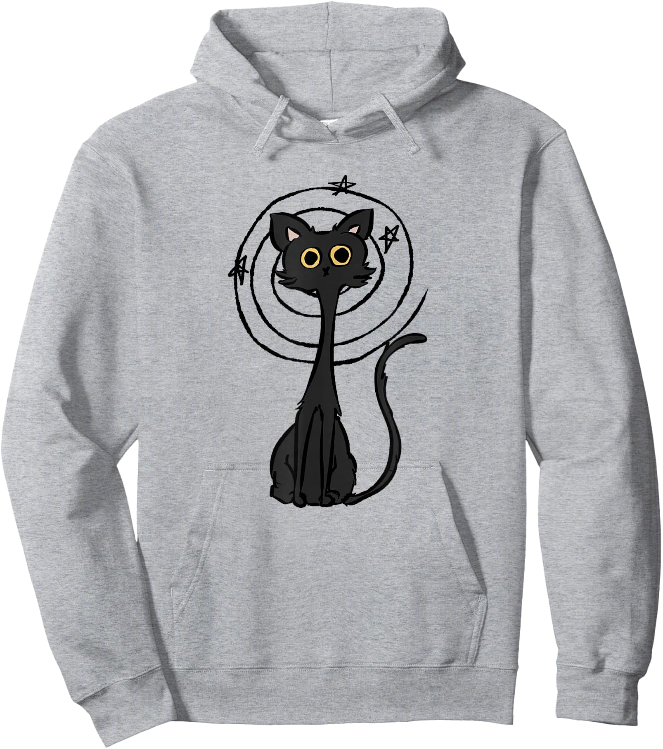 Y2K 90s Confused Crazy Mad Tomcat Cat under Starry Hoodie - Hoodie | Ash