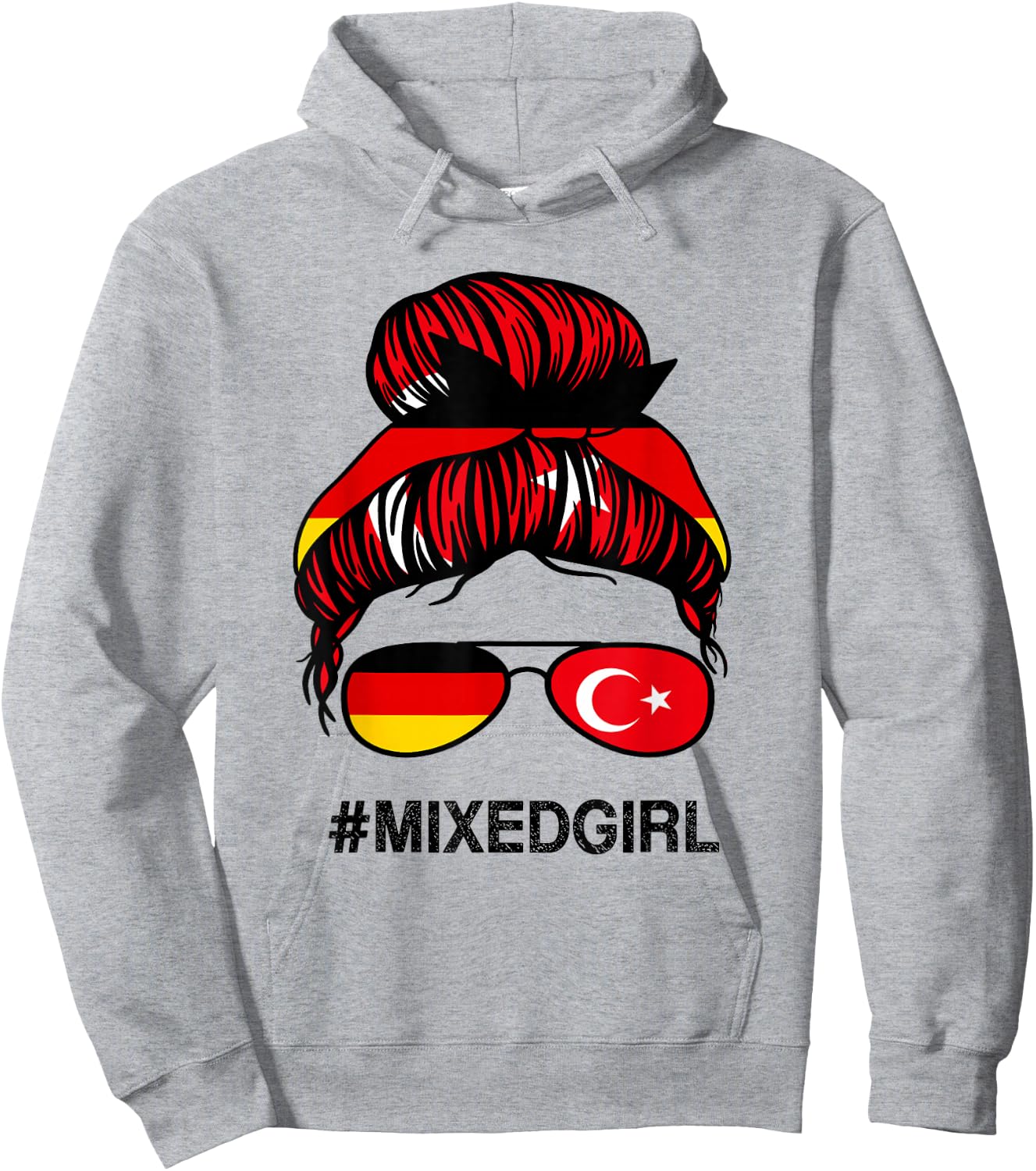 Türkei Deutschland Flagge Türkisch Deutsch Unordentlicher Dutt Hoodie - Hoodie | Ash