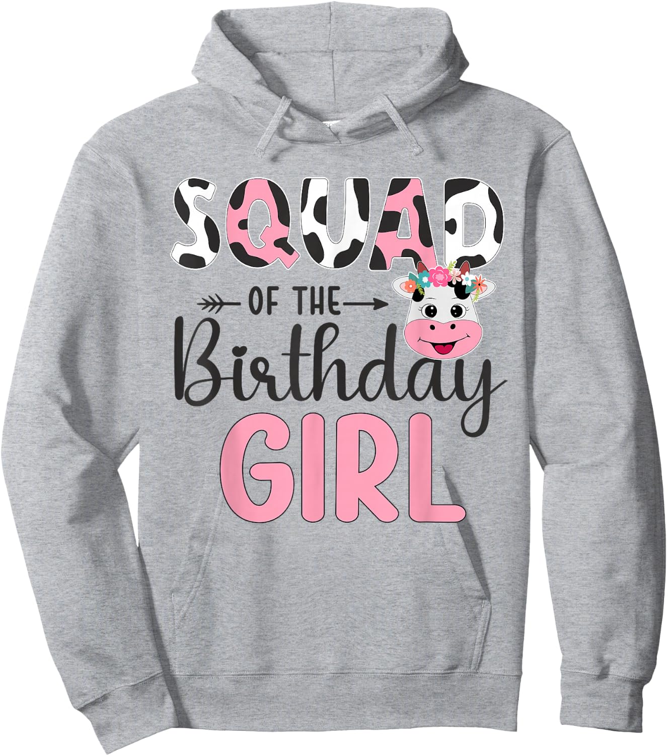 Squad of The Birthday Girl Farm Cow 1 St Birthday Girl Hoodie - Hoodie | Ash