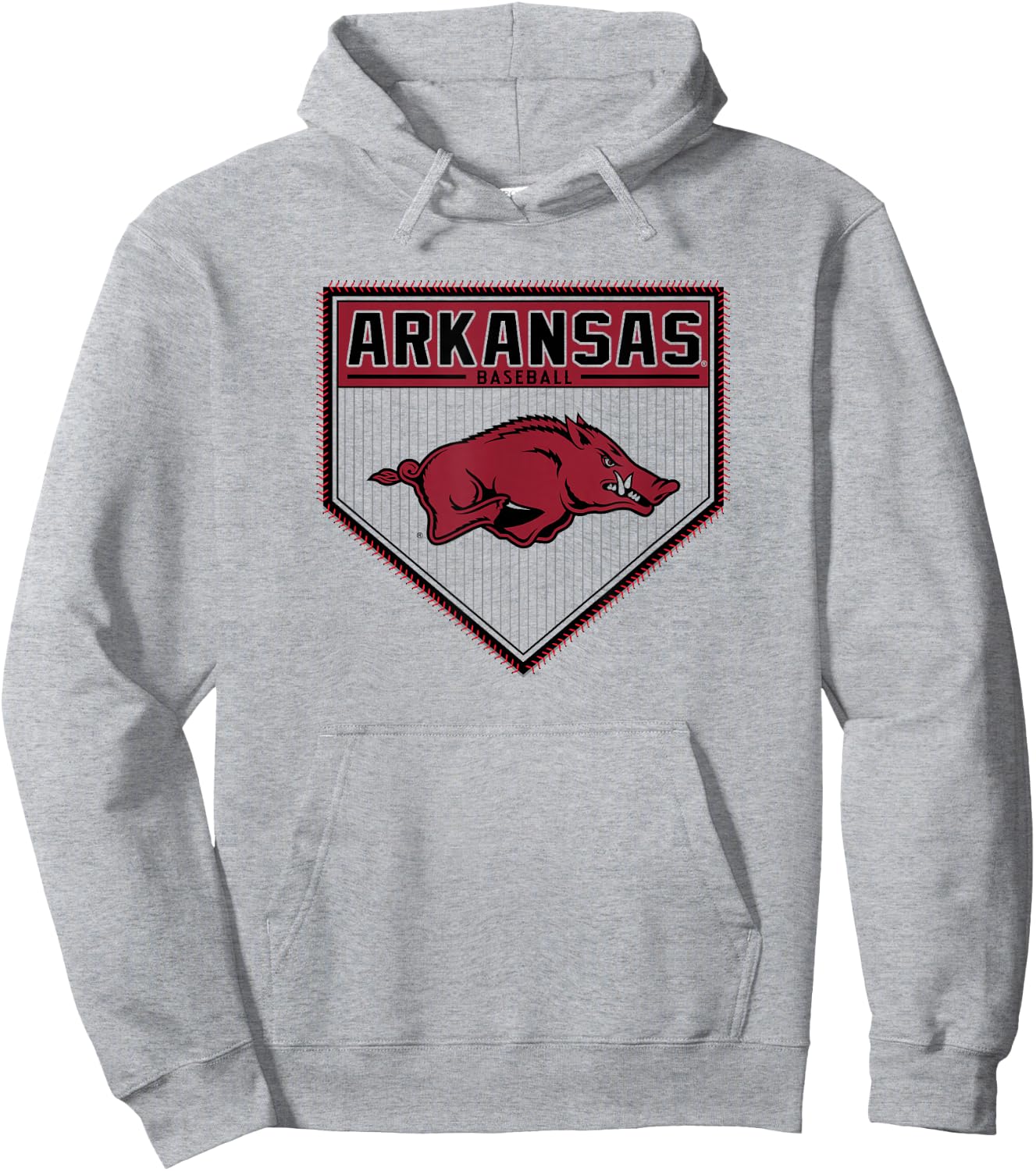 Arkansas Razorbacks Baseball Homeplate White Hoodie - Hoodie | Ash