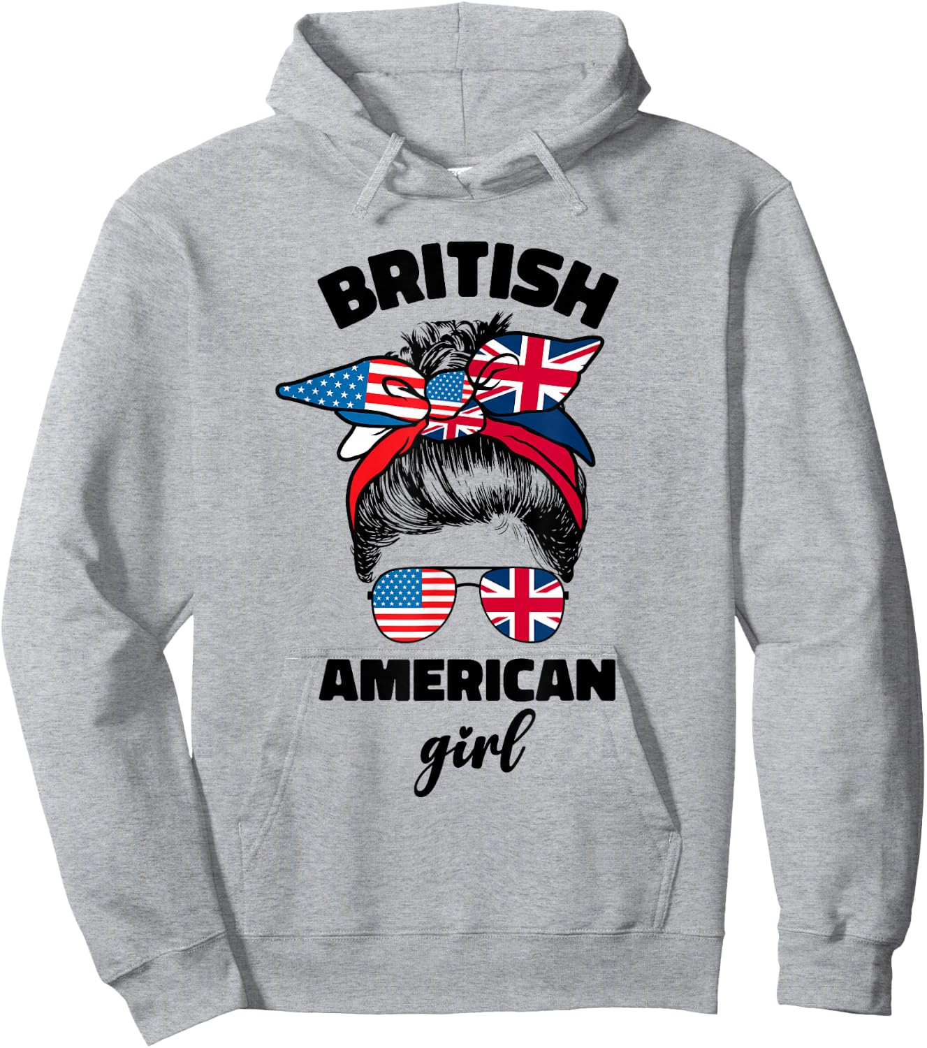 Half American British America Great Britain Uk Usa Flag Girl Hoodie - Hoodie | Ash