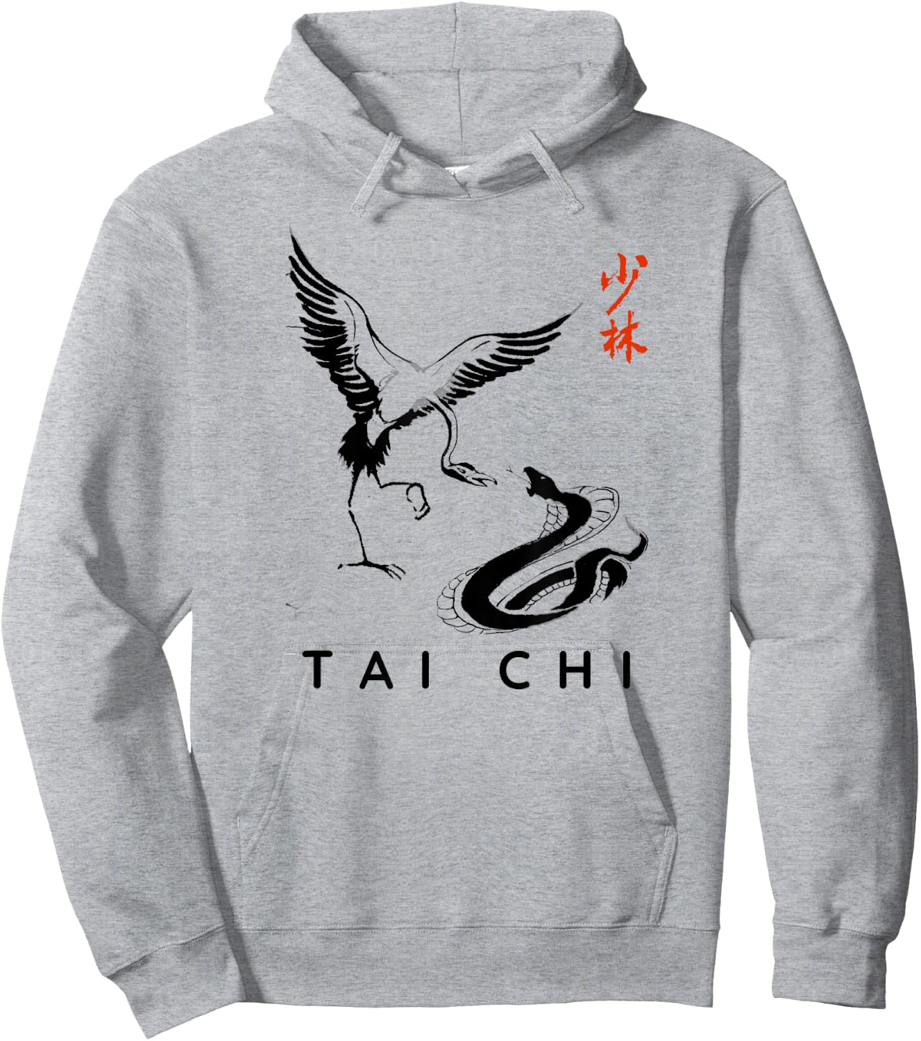 Tai Chi Calligraphy / Snake Vs Crane Chinese Art Design Hoodie - Hoodie | Ash