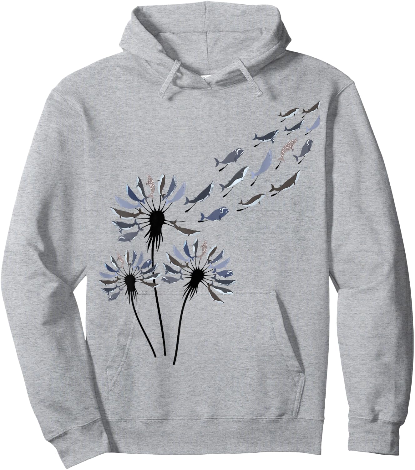 Flower Dandelion Whales Shirt for Whale Lover | Whale Hoodie - Hoodie | Ash