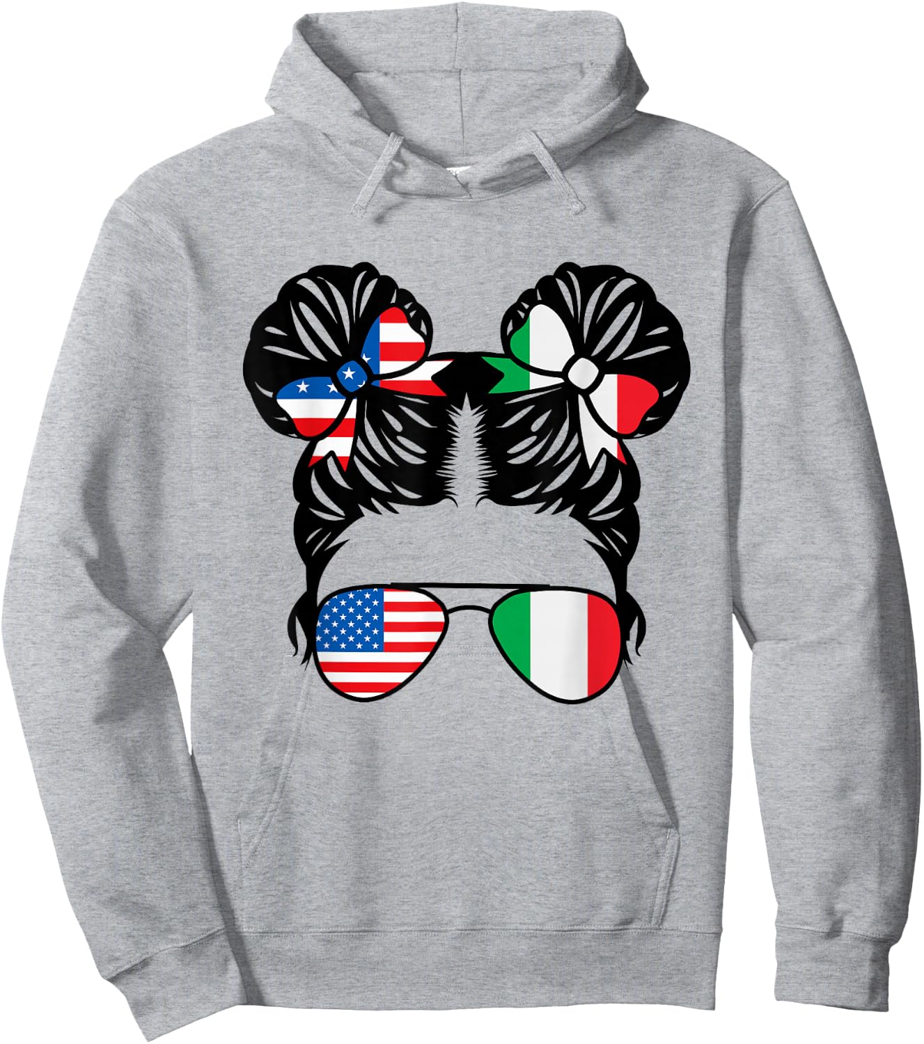 Half American Half Italian Girl USA Italy Flag Patriot Hoodie - Hoodie | Ash