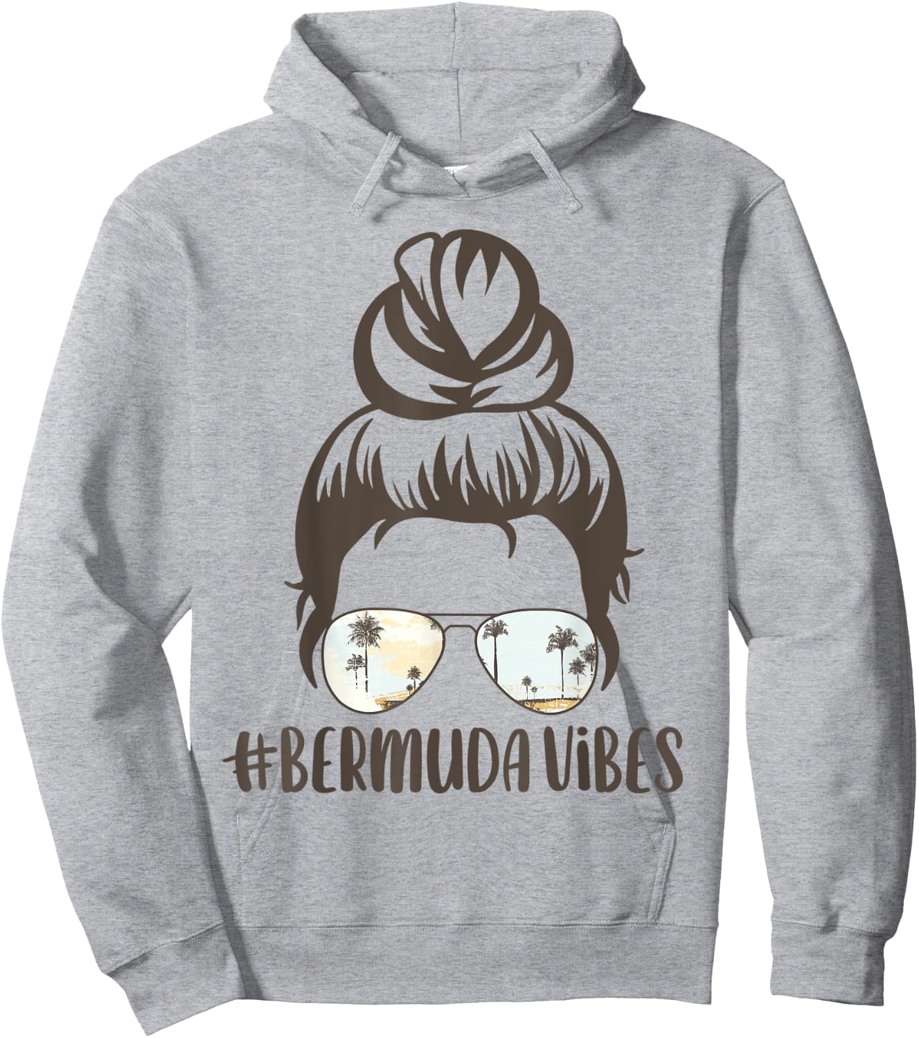 Bermuda Tropical Island Messy Bun Vibes Palm Tree Sunset Hoodie - Hoodie | Ash