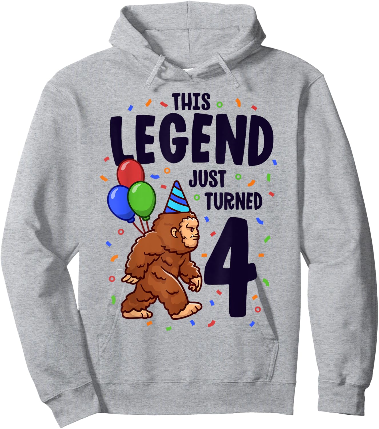 Bigfoot Birthday Party 4 Years Old Sasquatch Theme Boys Hoodie - Hoodie | Ash