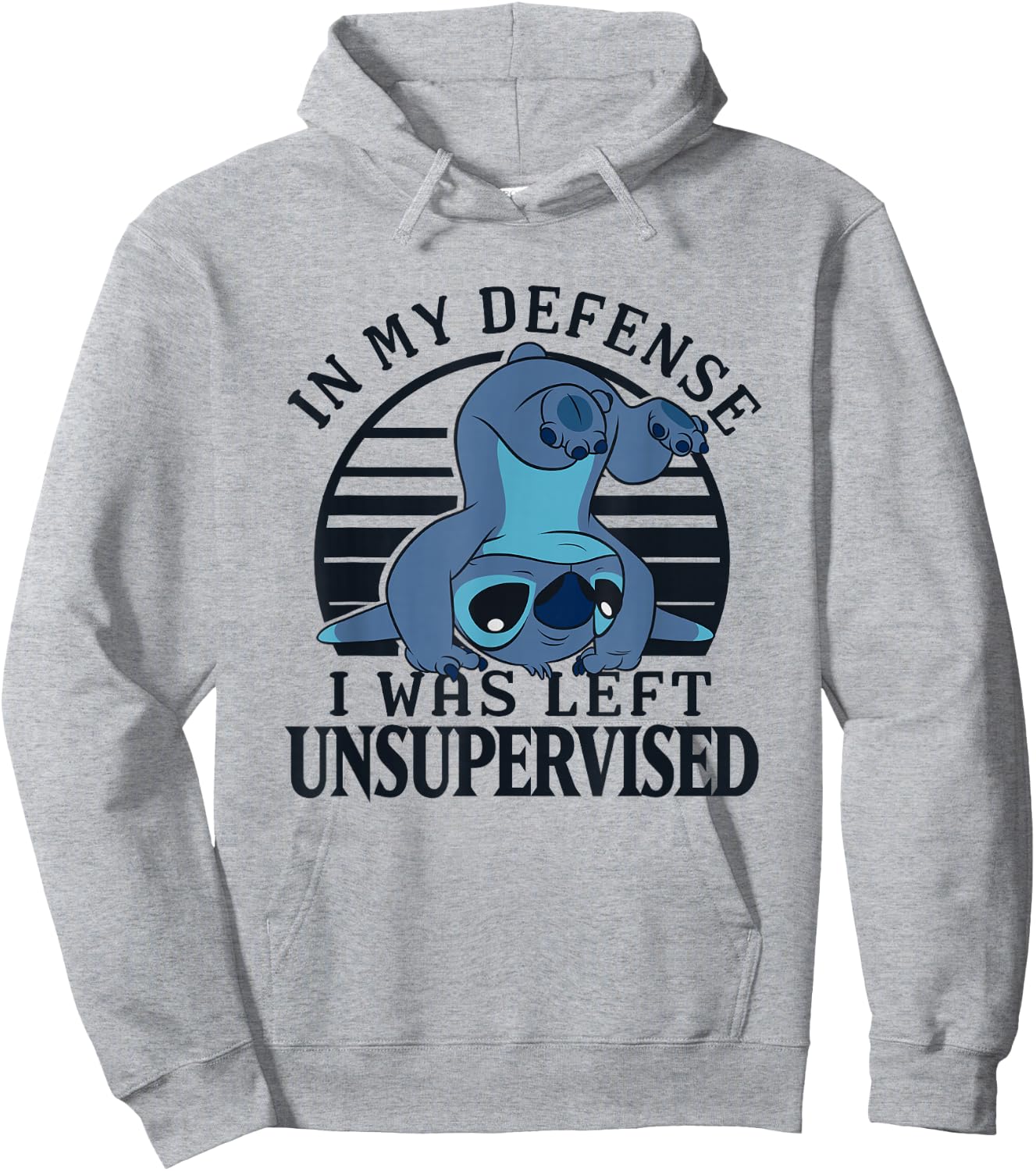 Disney Lilo & Stitch I was Left Unsupervised Retro Stripes Hoodie - Hoodie | Ash