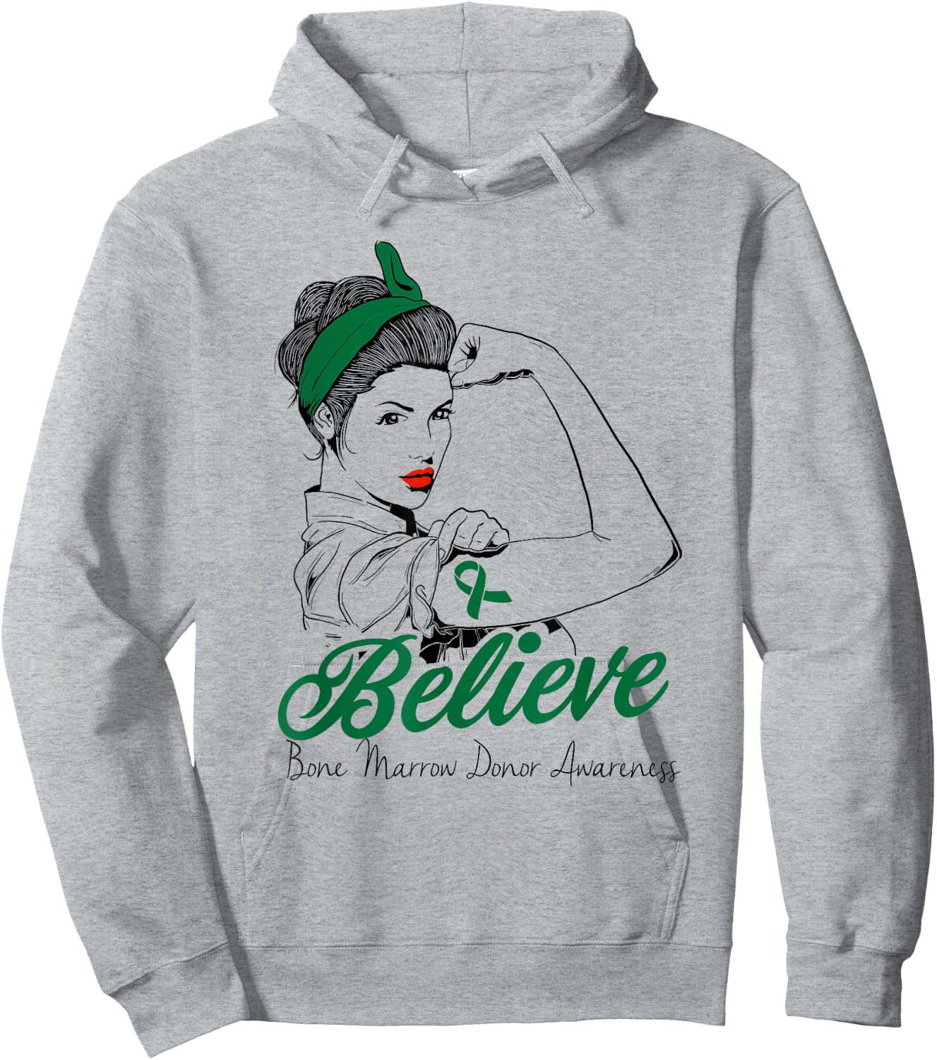 Bone Marrow Donor Unbreakable Green Ribbon Superhero Gift Hoodie - Hoodie | Ash
