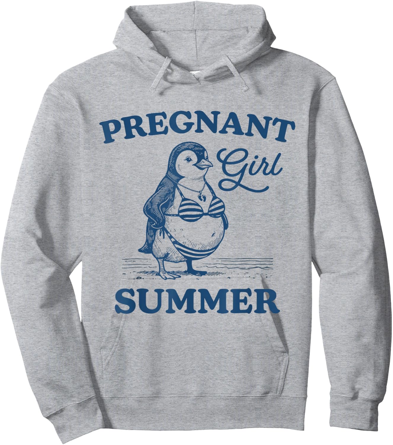 Pregnant Girl Summer Funny Baby Announcement Penguin Mom Hoodie - Hoodie | Ash