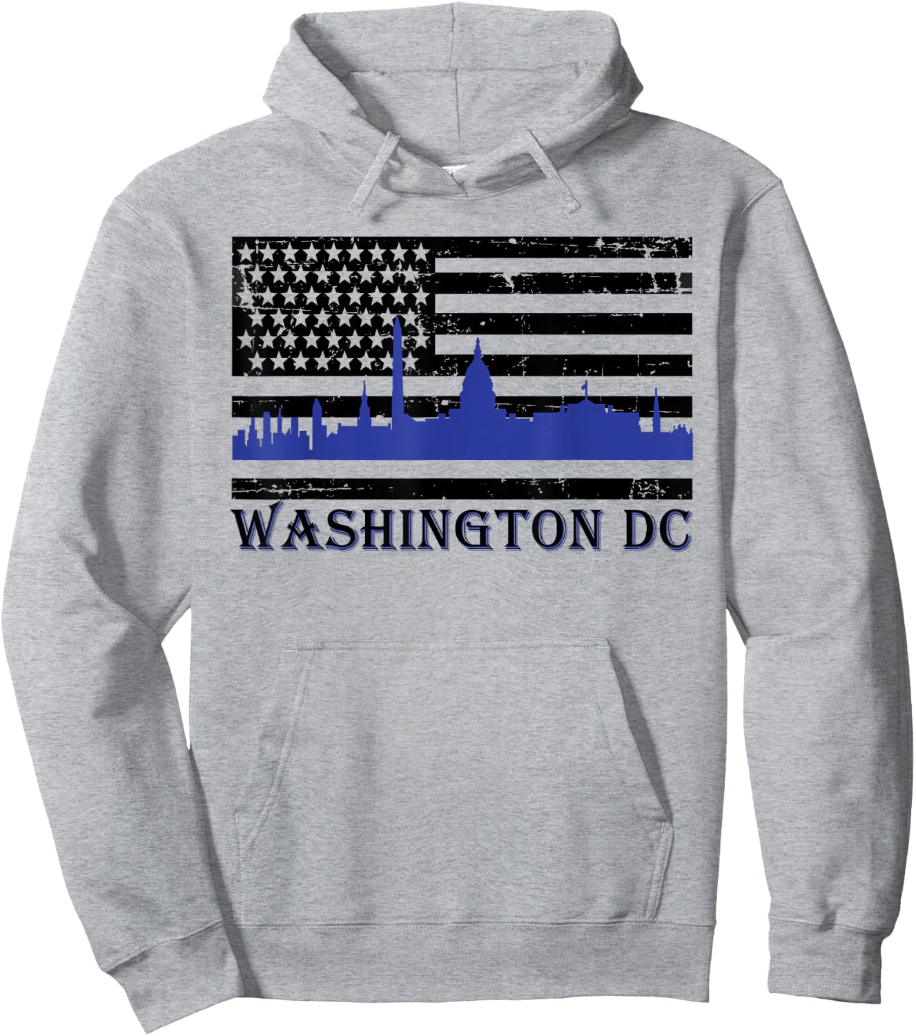 Washington DC Thin Blue Line Police Law Enforcement Support Hoodie - Hoodie | Ash