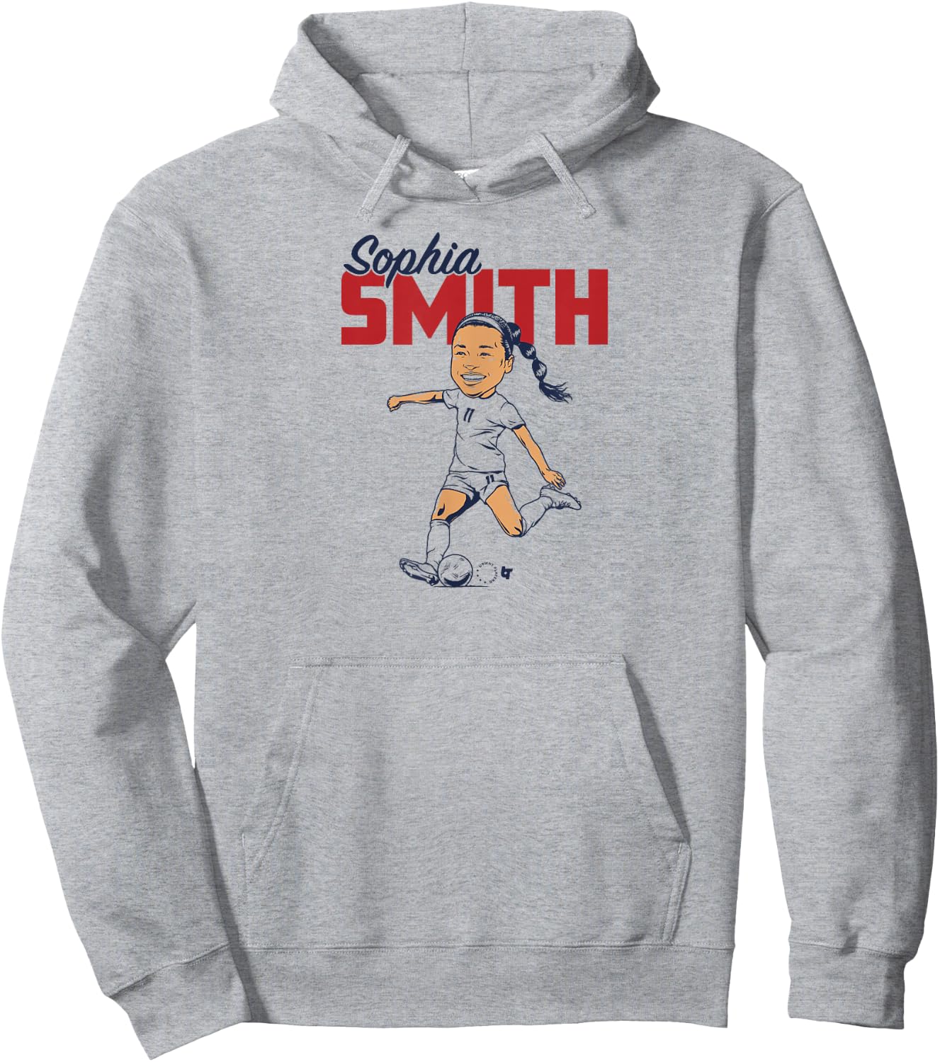 Sophia Smith: Caricature - USWNT Players Association Soccer Hoodie - Hoodie | Ash