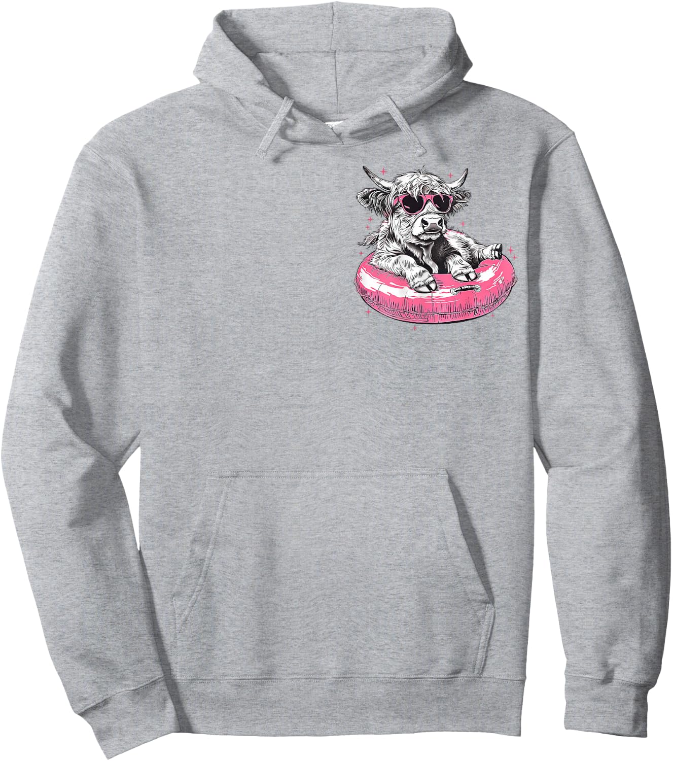 (2Sides Front+Back) Summer Vibes Highland Cow Hoodie - Hoodie | Ash