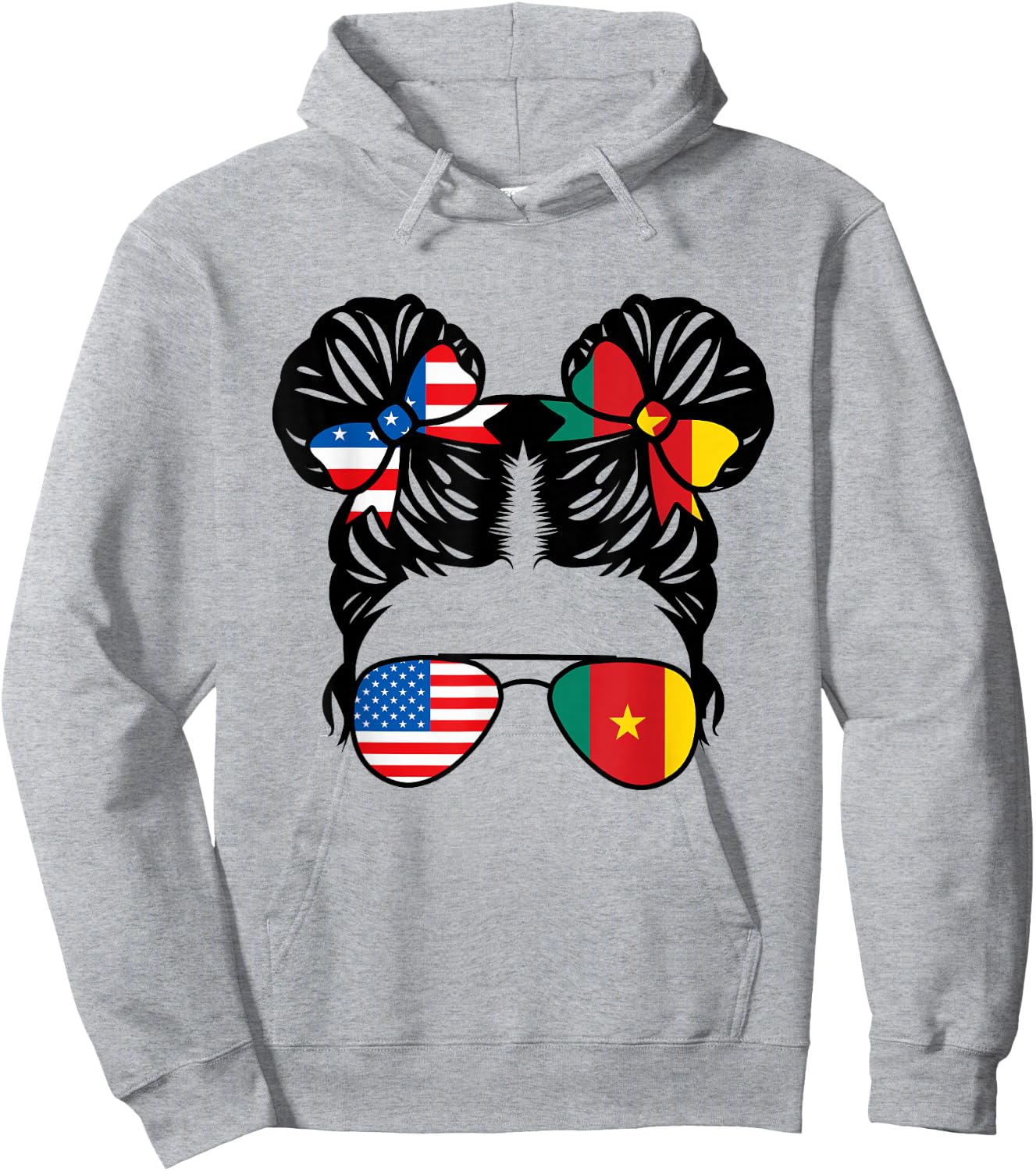 Half American Cameroonian Girl USA Cameroon Flag Patriot Hoodie - Hoodie | Ash