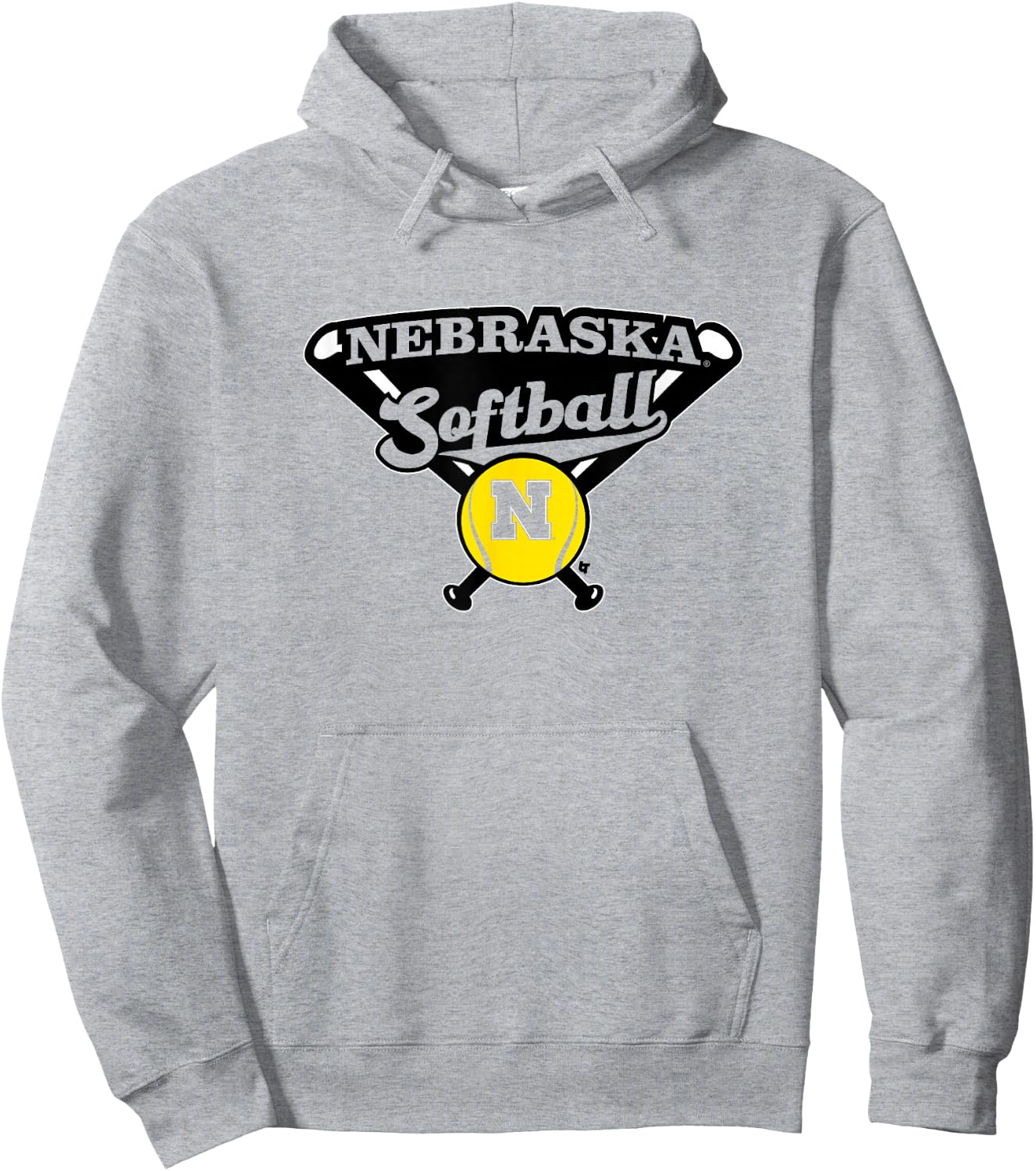 Crossed Bats - Nebraska Cornhuskers Softball Hoodie - Hoodie | Ash