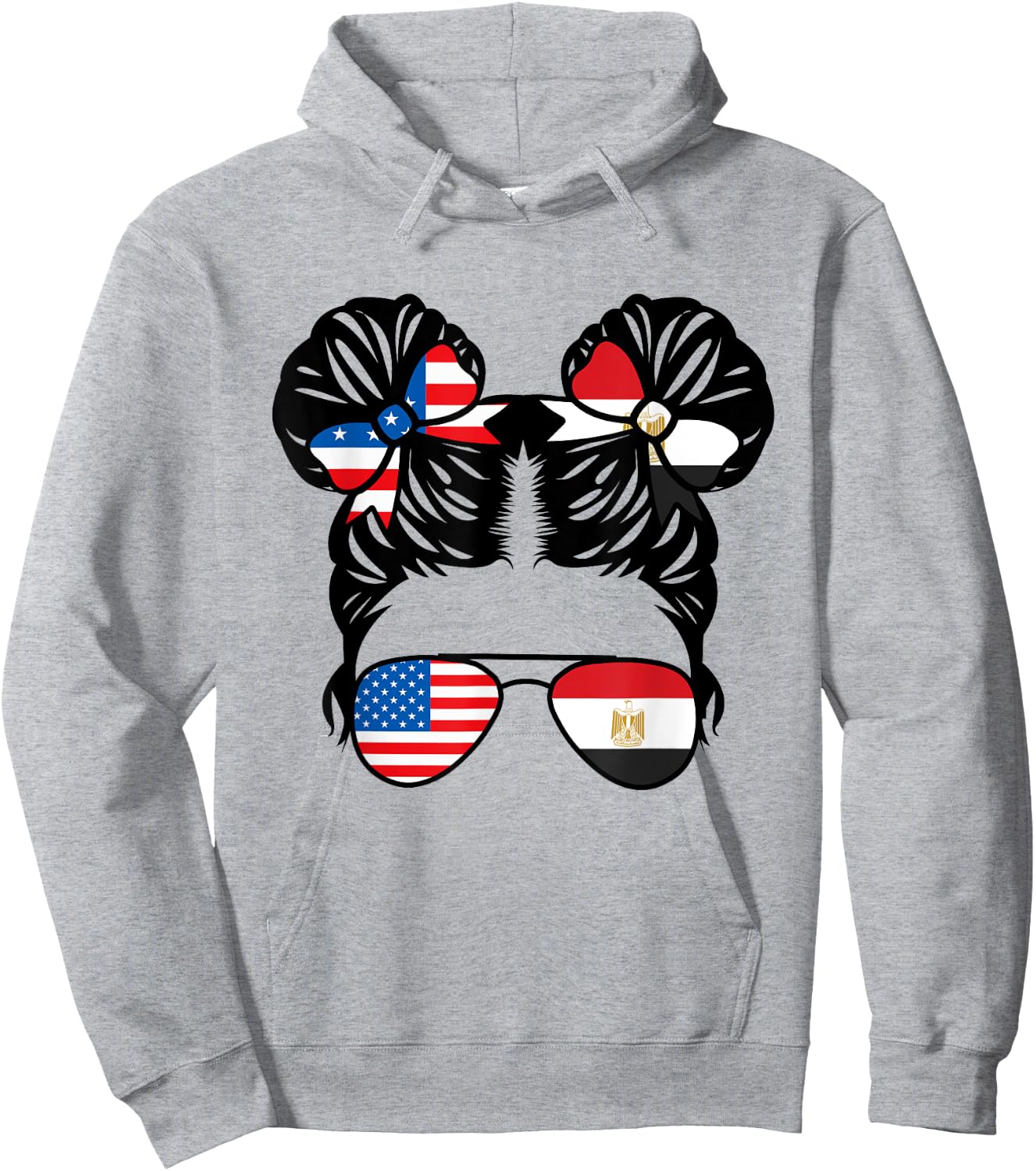 Half American Half Egyptian Girl USA Egypt Flag Patriot Hoodie - Hoodie | Ash