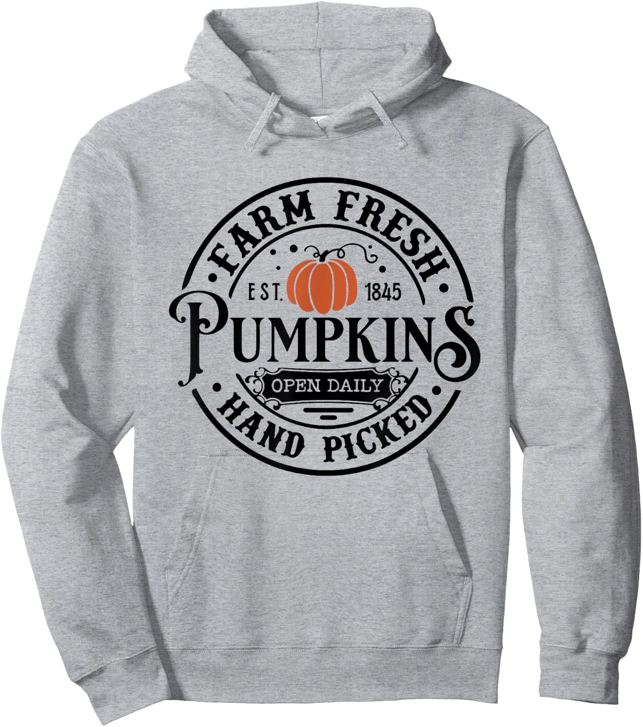 Farm Fresh Pumpkin Hand Picked Halloween Fall Thanksgiving Hoodie - Hoodie | Ash