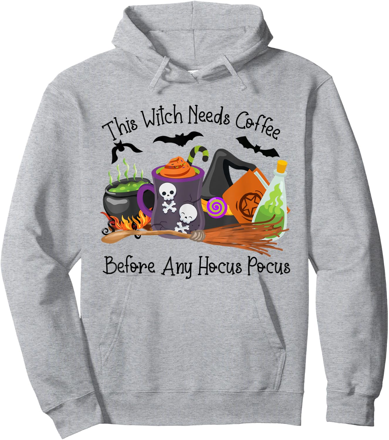 This Witch Needs Coffee Before Any Hocus Pocus Halloween Hoodie - Hoodie | Ash