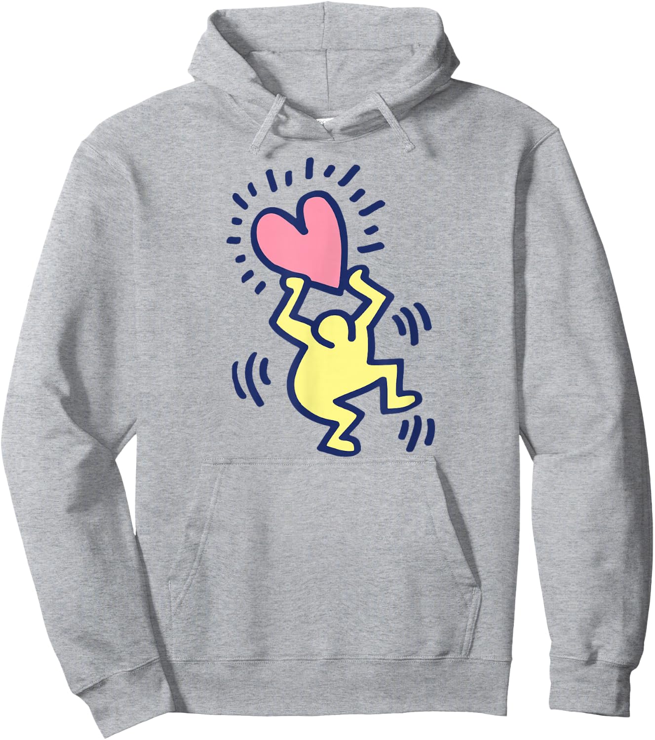 Keith Haring Tanzender Mann mit Herz-Kunstwerk Hoodie - Hoodie | Ash