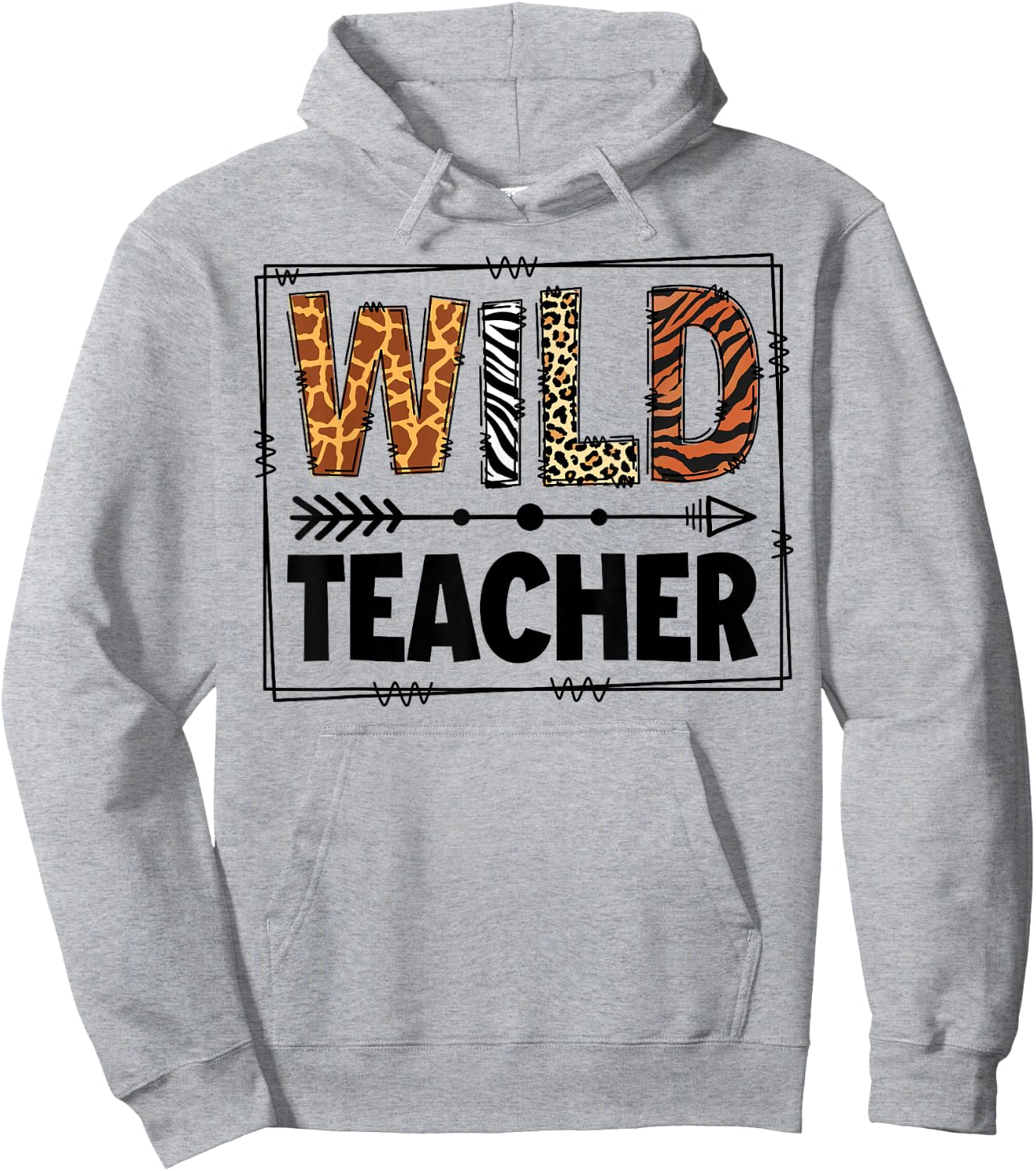 Wild One Teacher Two Wild Zoo Animal Theme Birthday Matching Hoodie - Hoodie | Ash