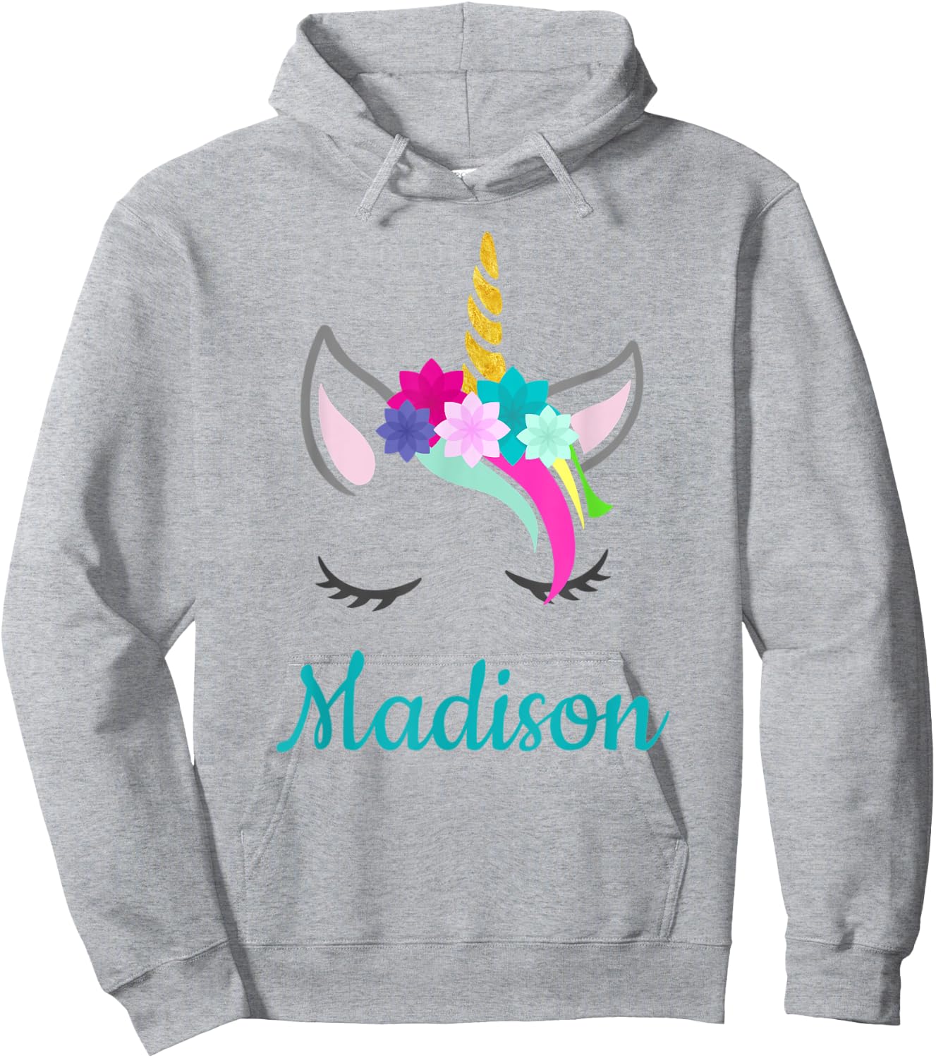 Madison Rainbow Unicorn Name Hoodie - Hoodie | Ash