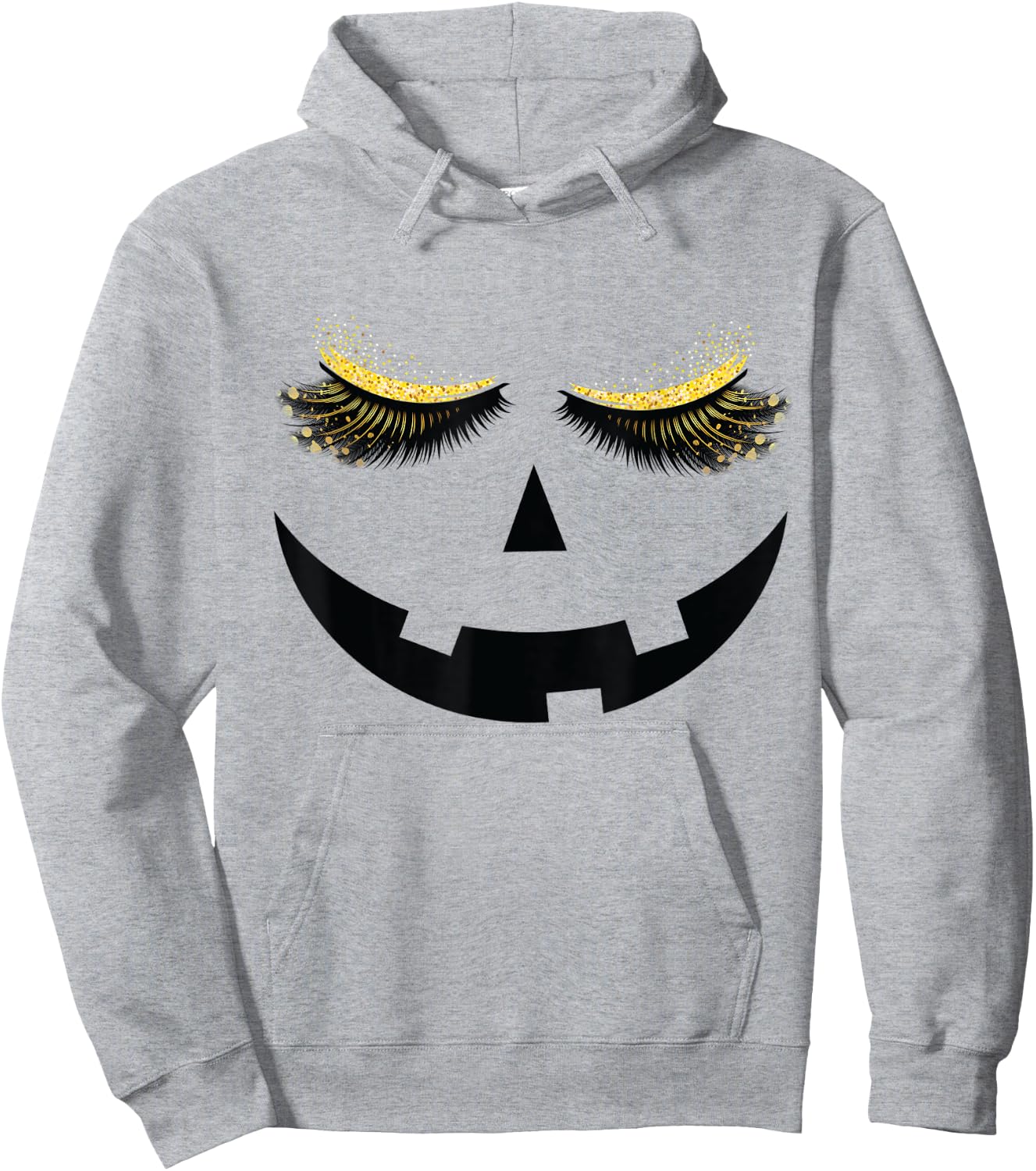 Halloween Pumpkin Beautiful Eyelashes Jack o Lantern Women Hoodie - Hoodie | Ash