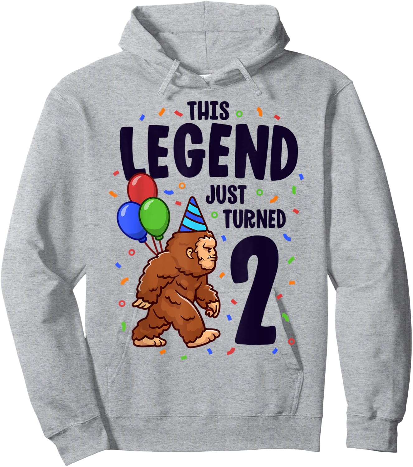 Bigfoot Second Birthday Party 2 Years Old Sasquatch Theme Hoodie - Hoodie | Ash
