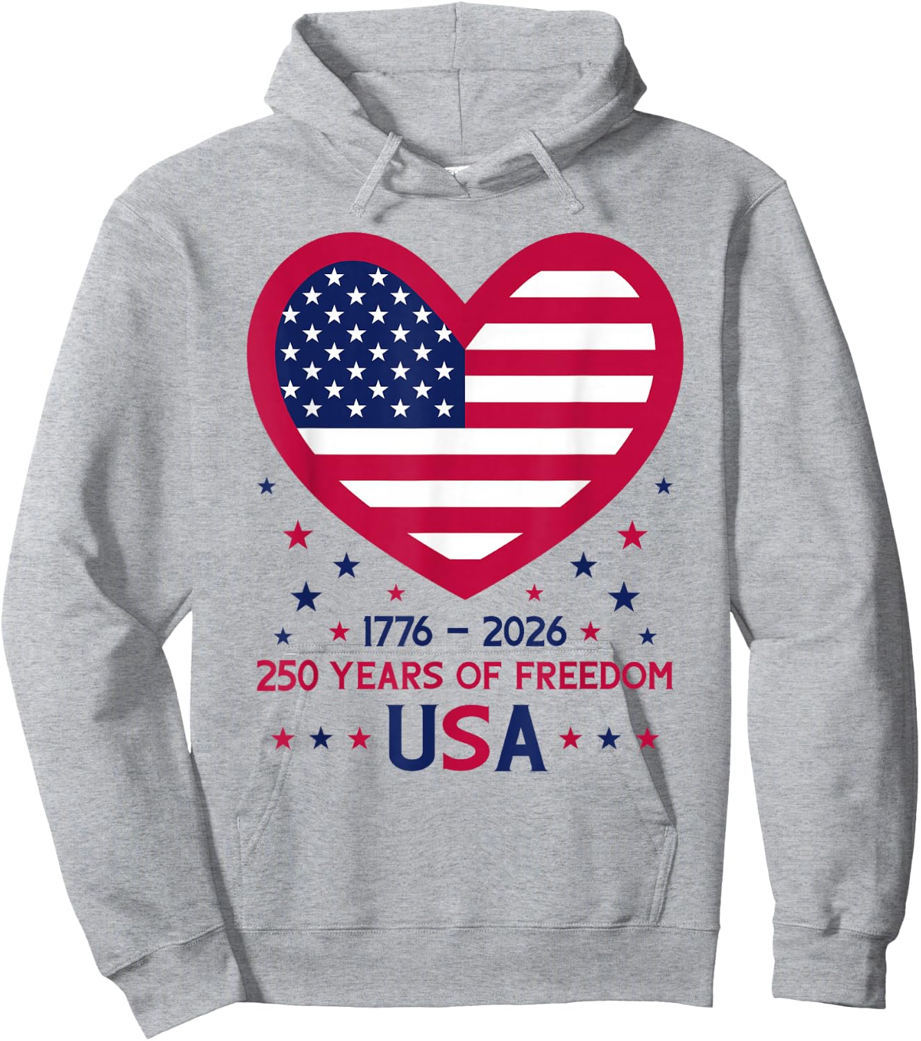 250th Anniversary 1776-2026 USA Heart 250 Years of Freedom Hoodie - Hoodie | Ash
