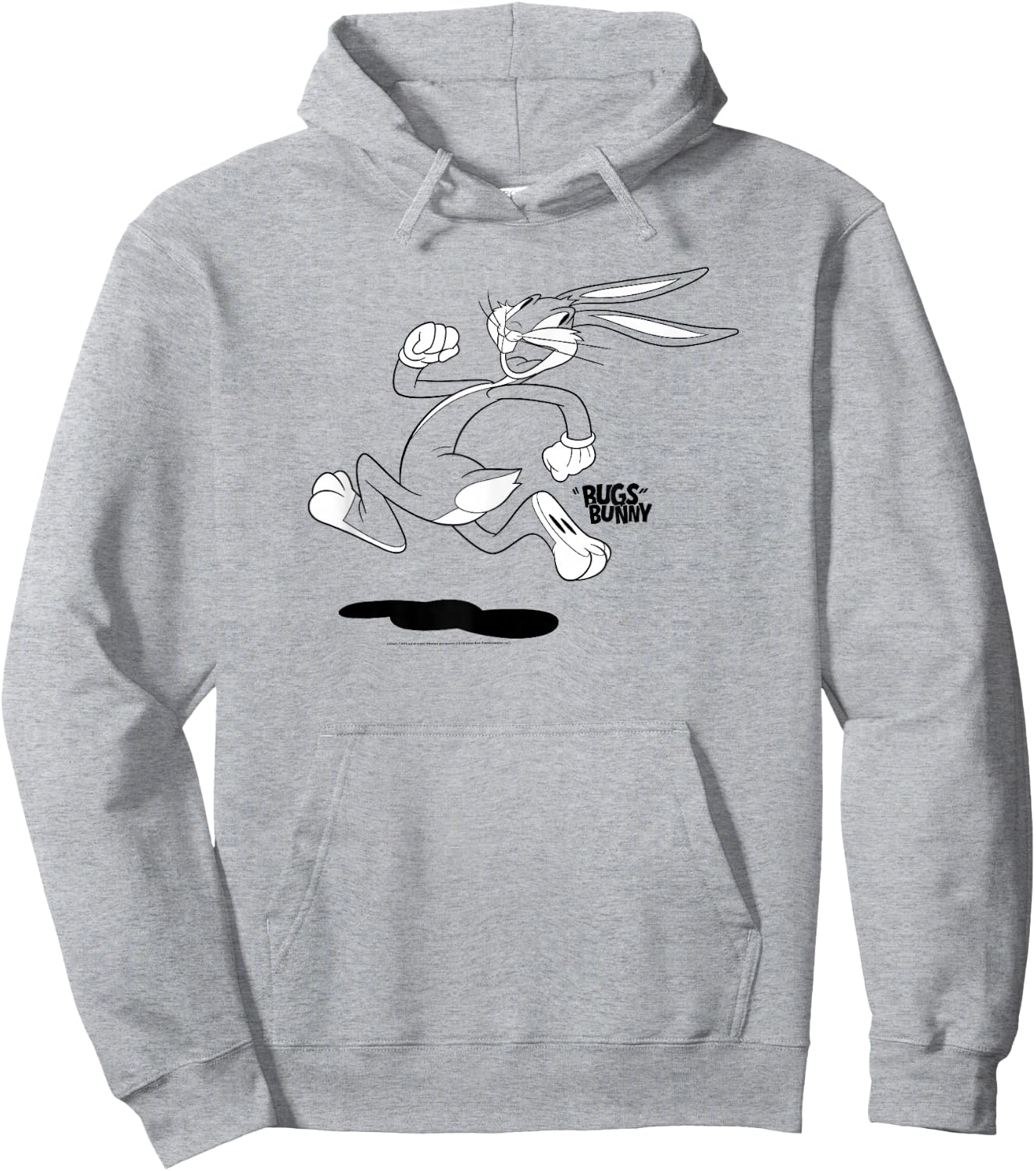 Looney Tunes Bugs Bunny Running Away Simple Outline Hoodie - Hoodie | Ash
